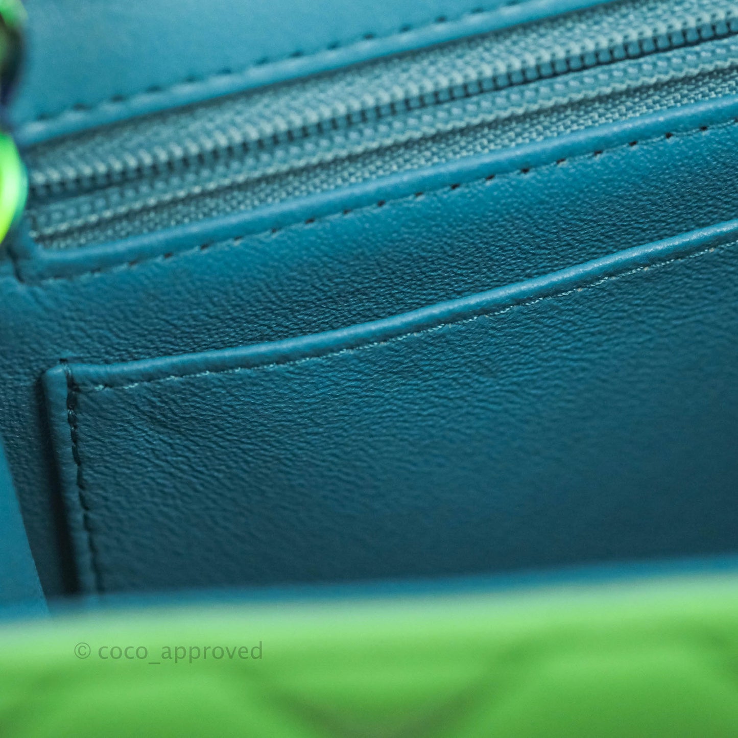 Chanel Mini Rectangular Green Lambskin Rainbow Hardware