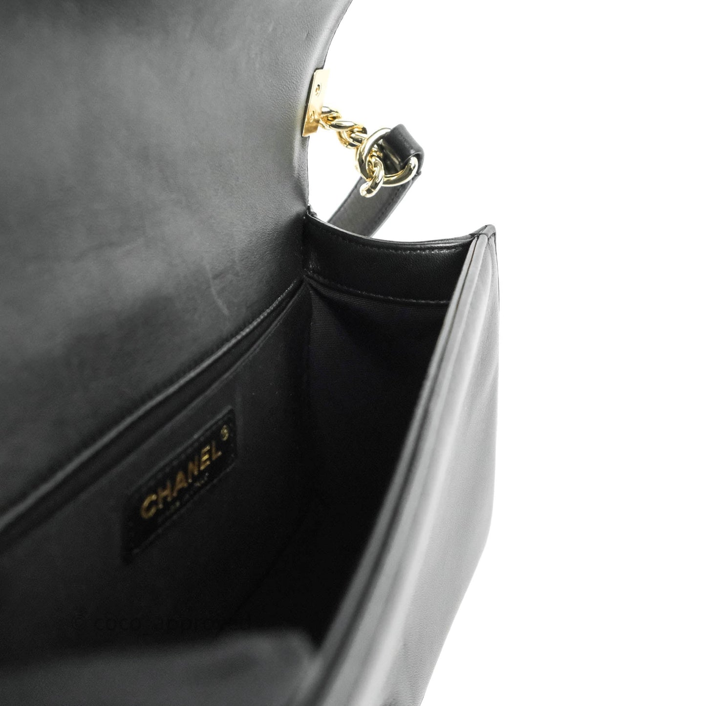 Chanel Medium Chevron Boy Black Lambskin Gold Hardware