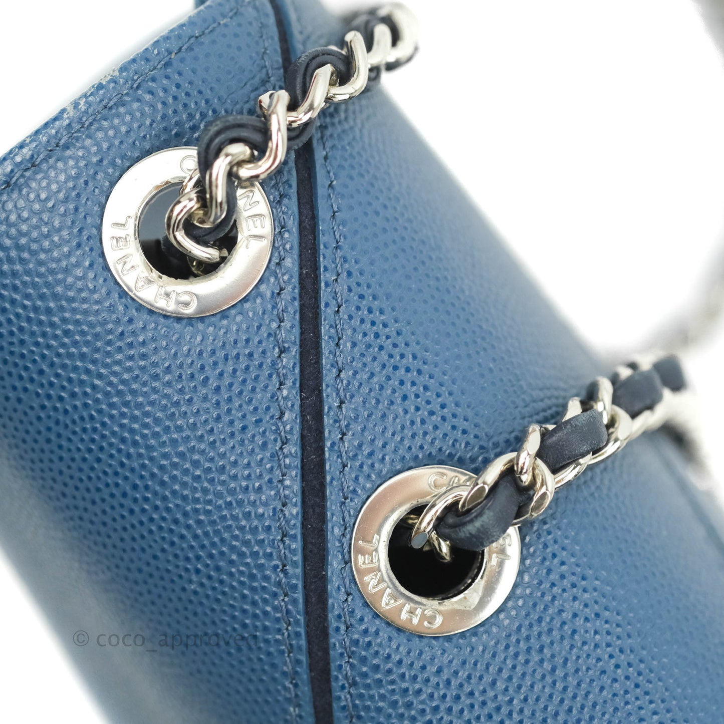 Chanel CC Chevron Flap Bag Navy Caviar Silver Hardware