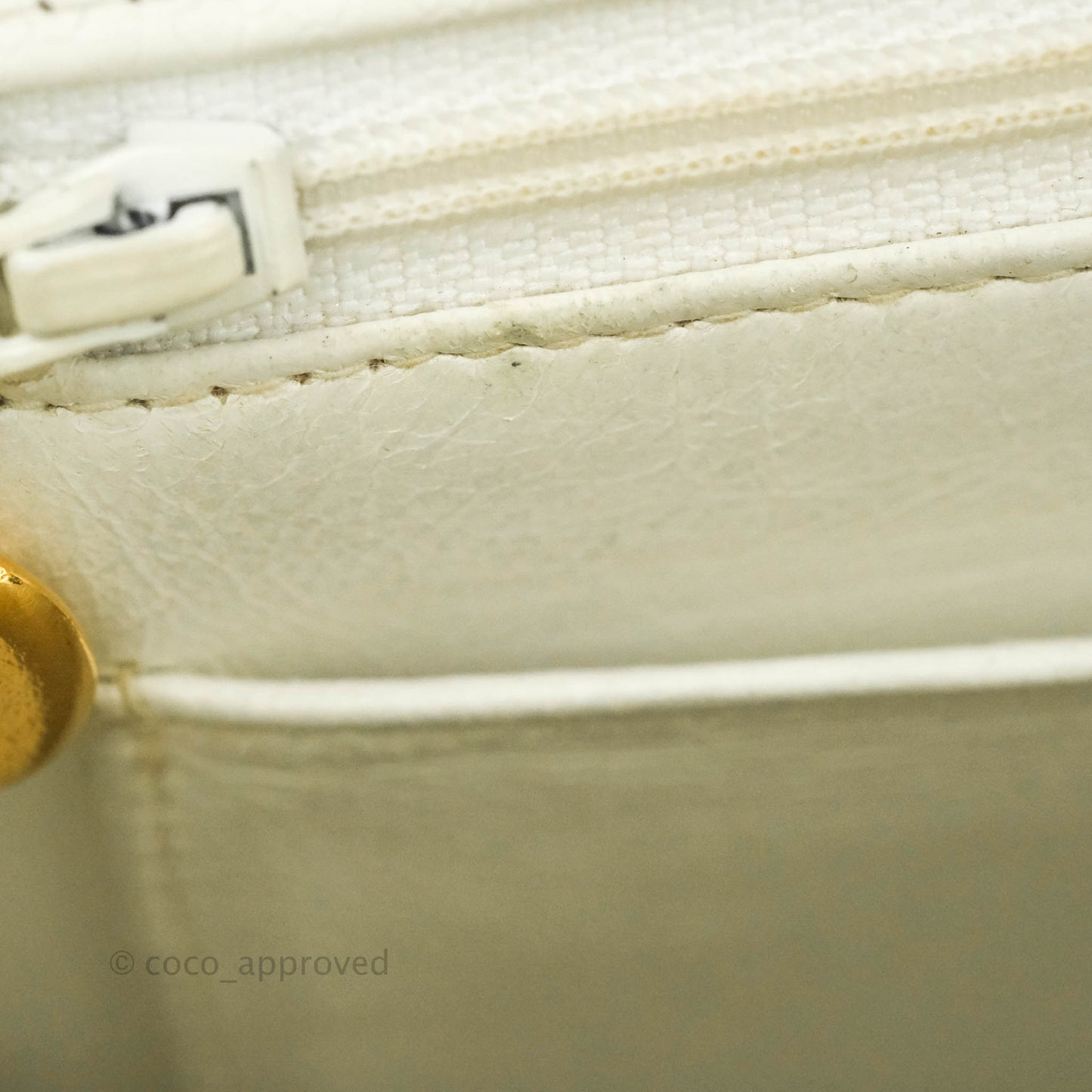 Chanel Vintage Quilted Flap Bag White Caviar 24K Gold Hardware