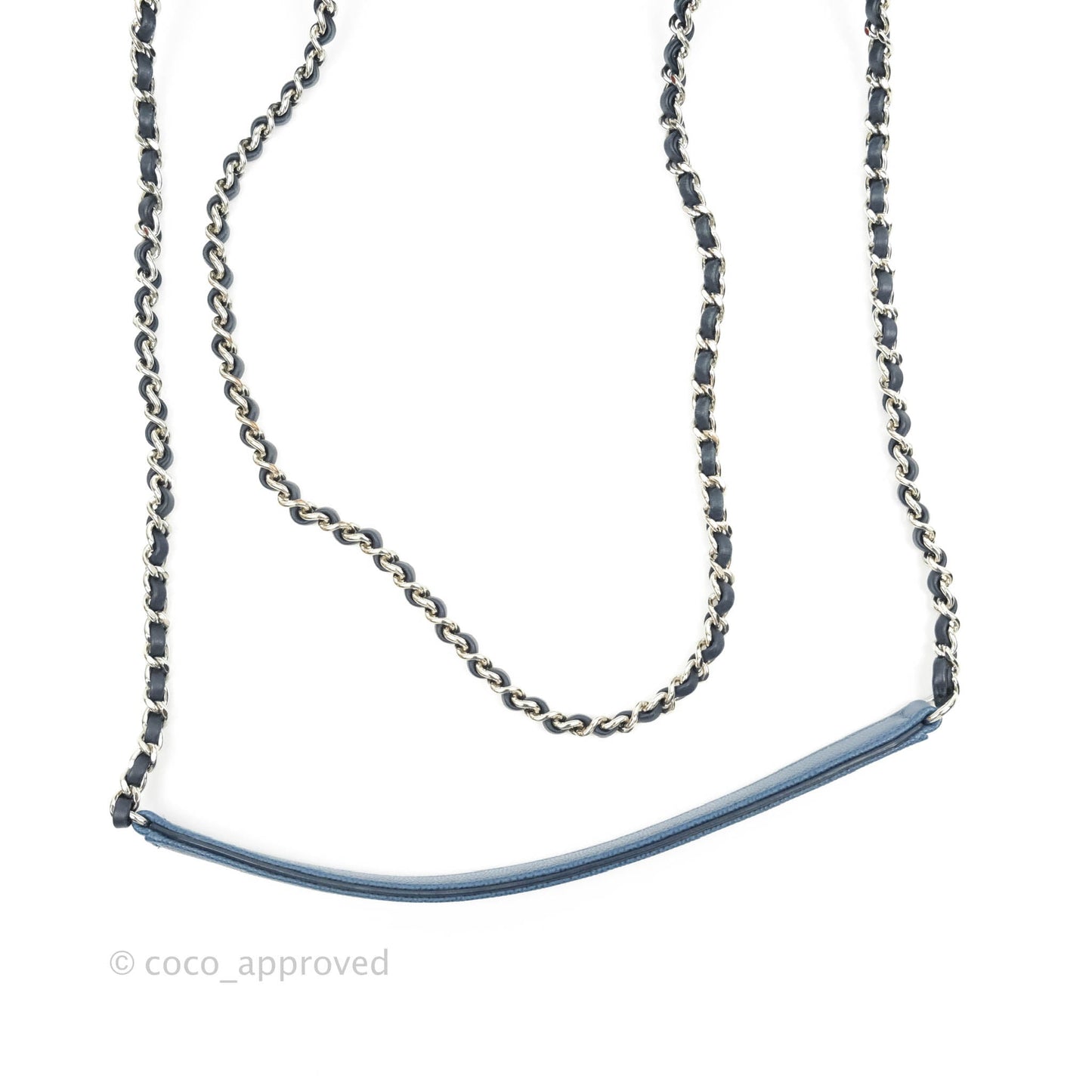 Chanel CC Chevron Flap Bag Navy Caviar Silver Hardware
