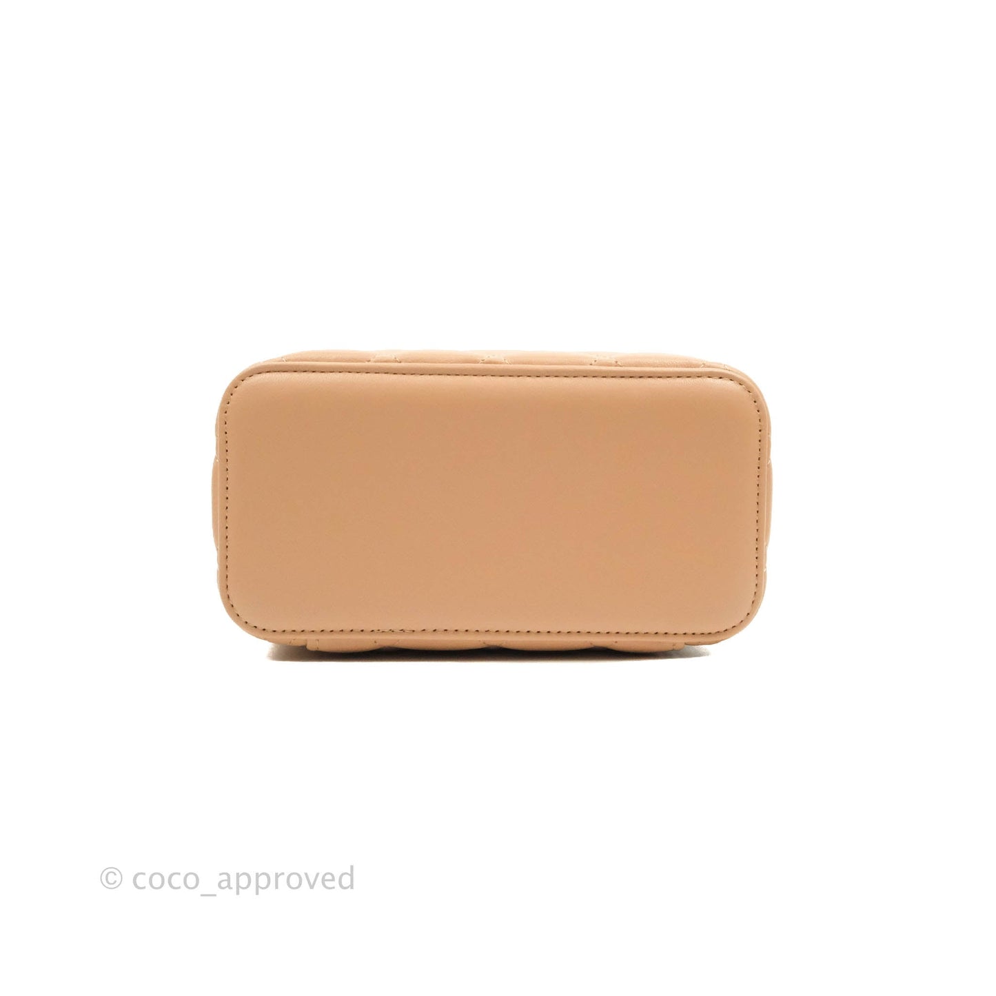 Chanel Classic Vanity Rectangular Top Handle With Chain Beige Lambskin Aged Gold Hardware