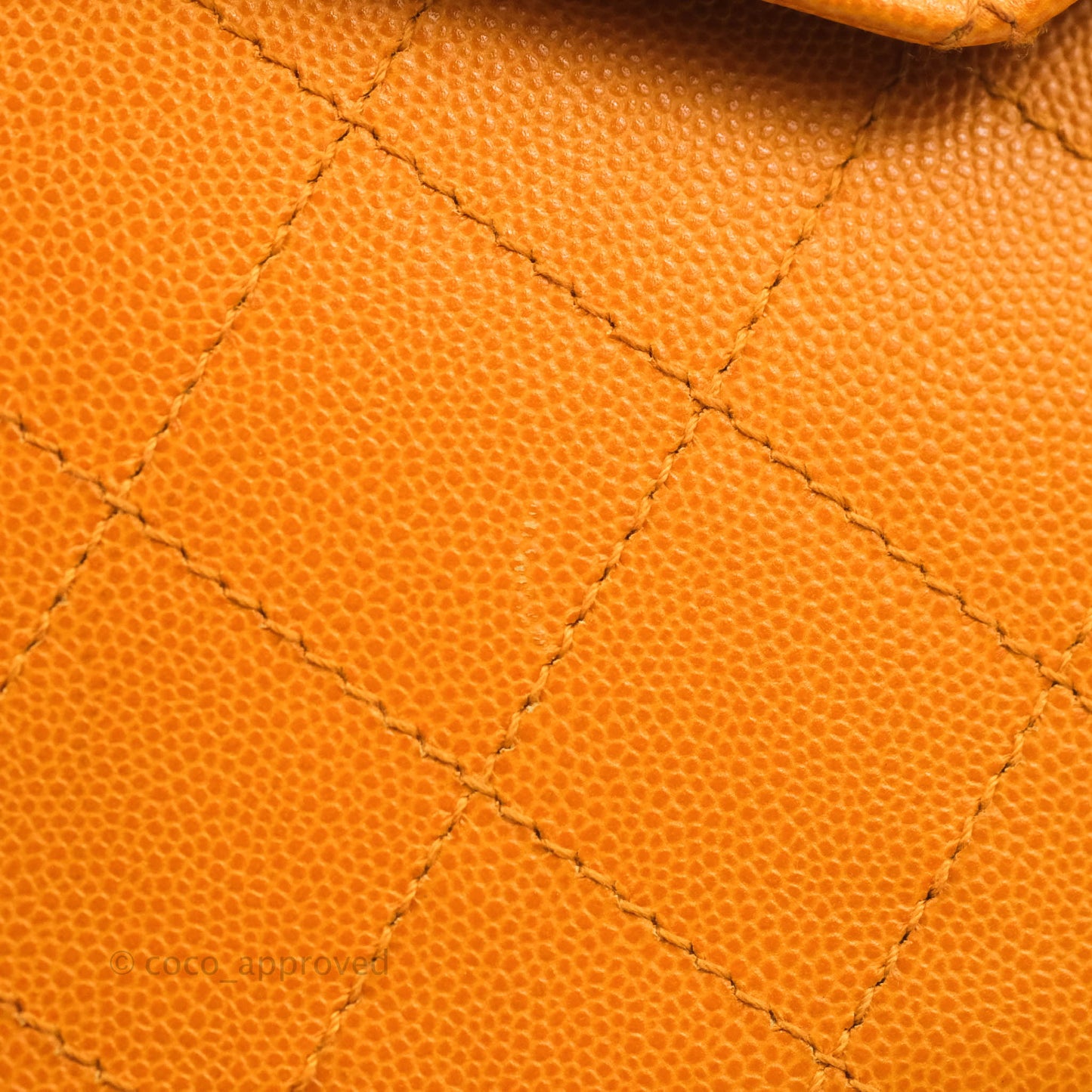 Chanel Vintage Quilted Top Handle Flap Bag Saffron Yellow Caviar Silver Hardware