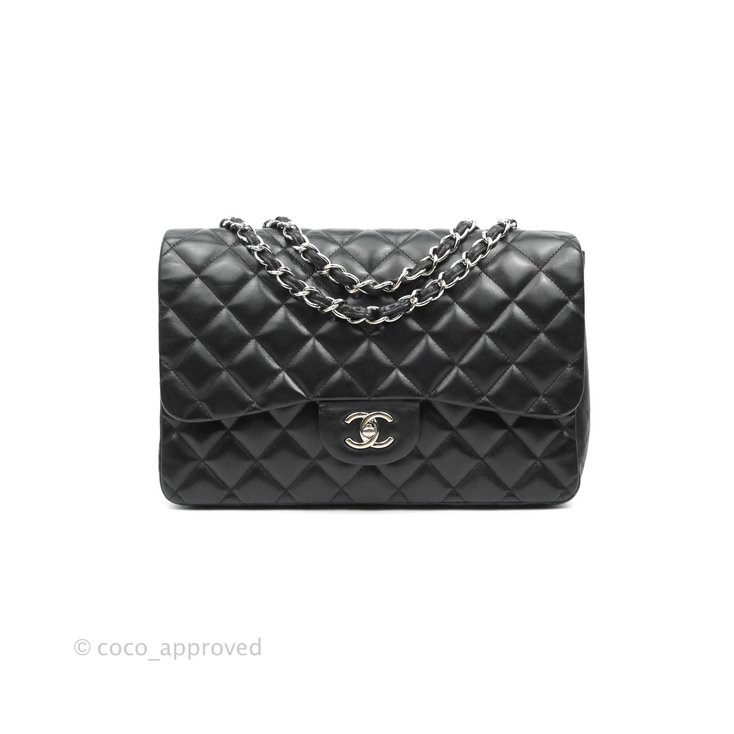 Chanel Jumbo Single Flap Black Lambskin Silver Hardware⁣⁣