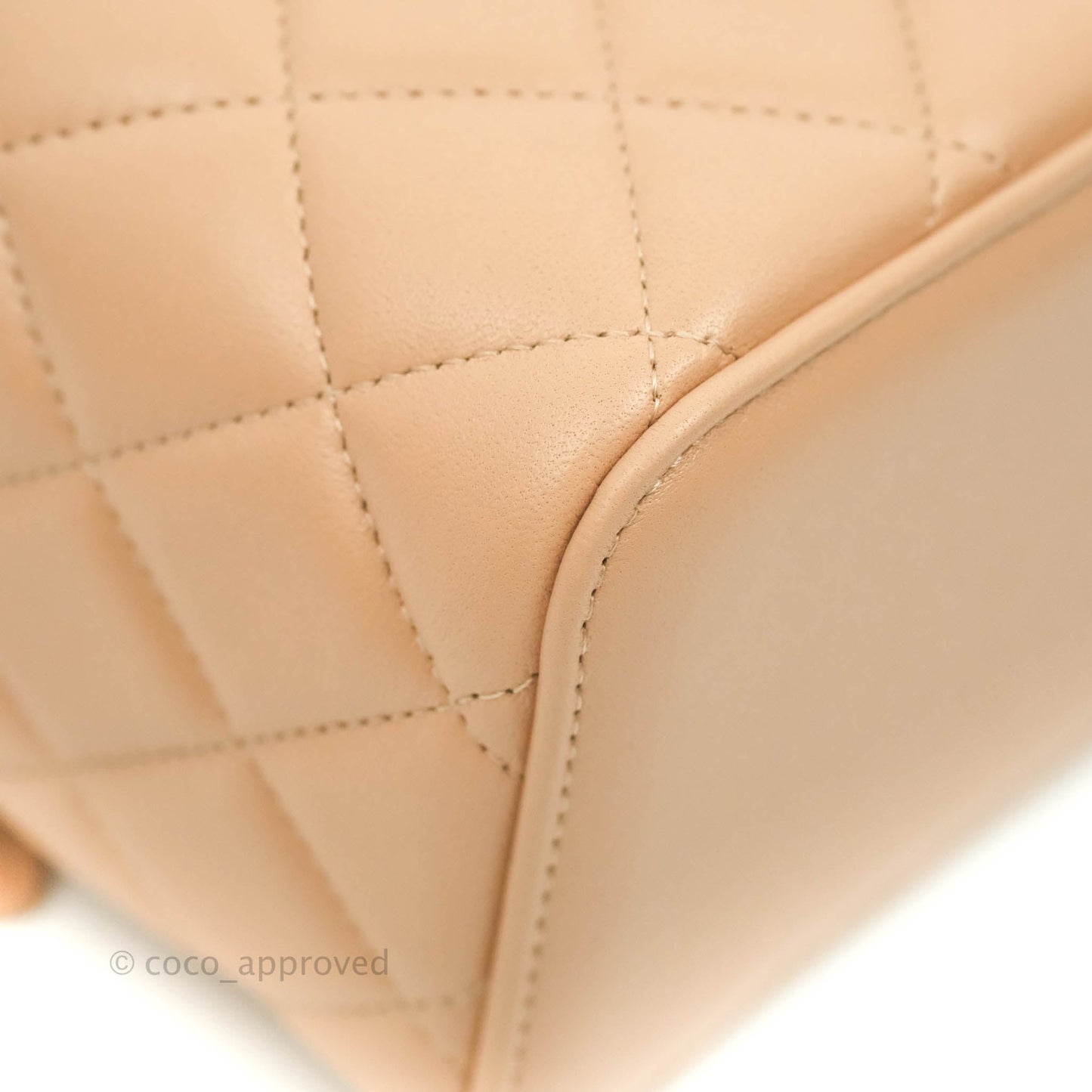 Chanel Classic Vanity Rectangular Top Handle With Chain Beige Lambskin Aged Gold Hardware