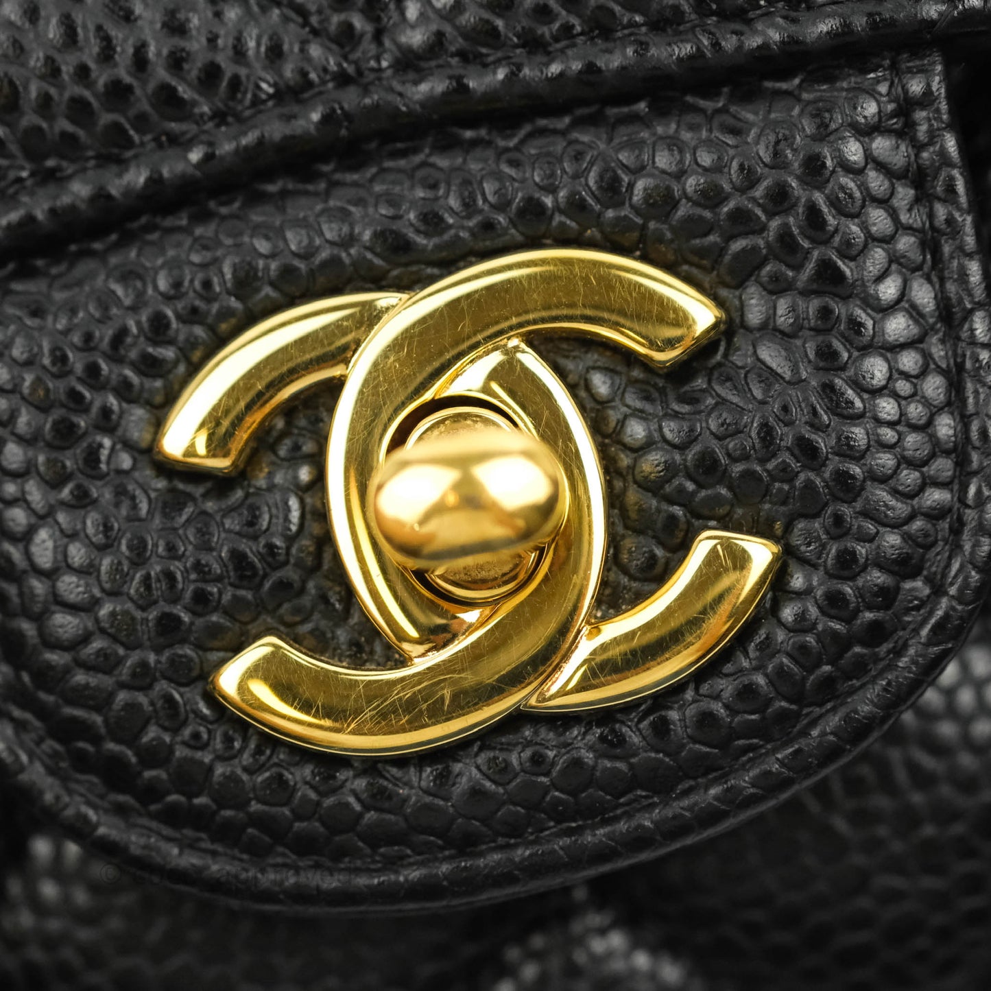 Chanel Classic M/L Medium Double Flap Black Caviar Gold Hardware