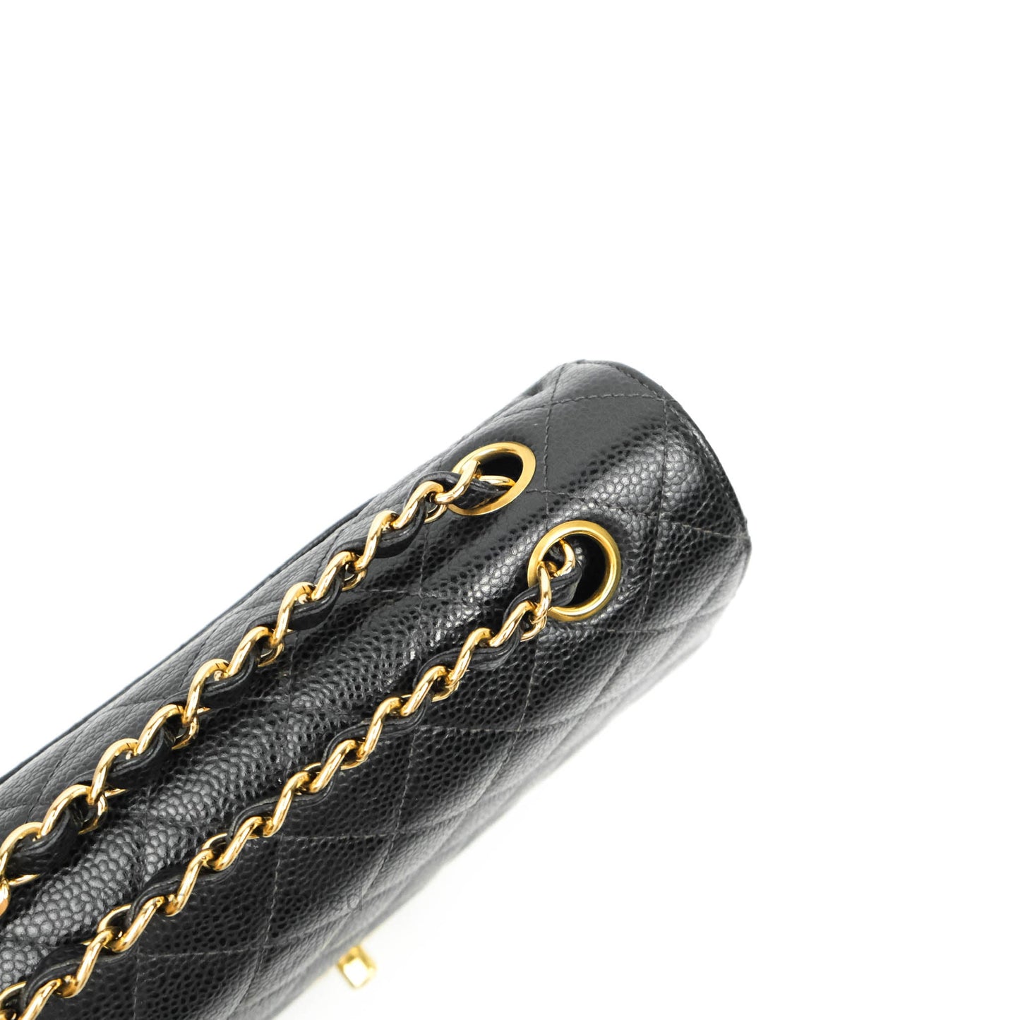 Chanel Classic M/L Medium Double Flap Black Caviar 24K Gold Hardware