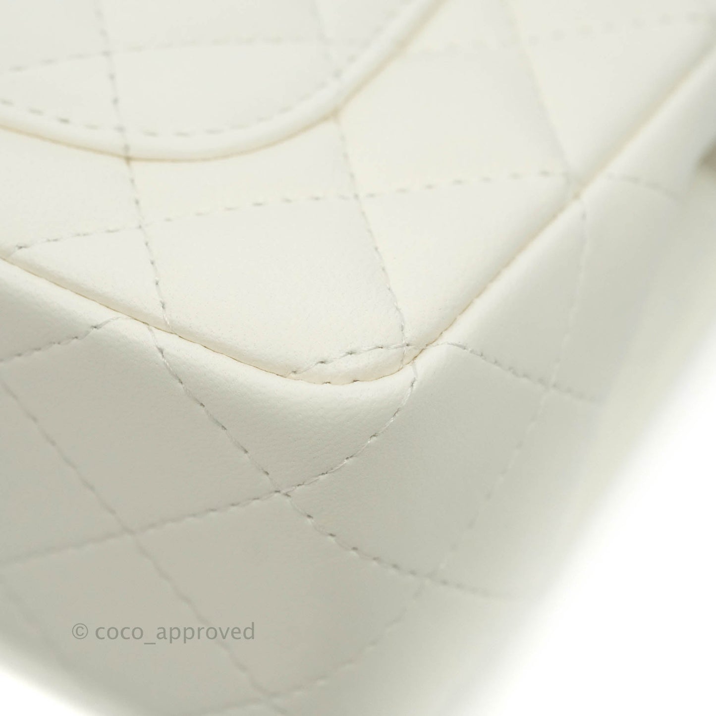 Chanel Quilted Mini Rectangular Flap White Lambskin Gold Hardware