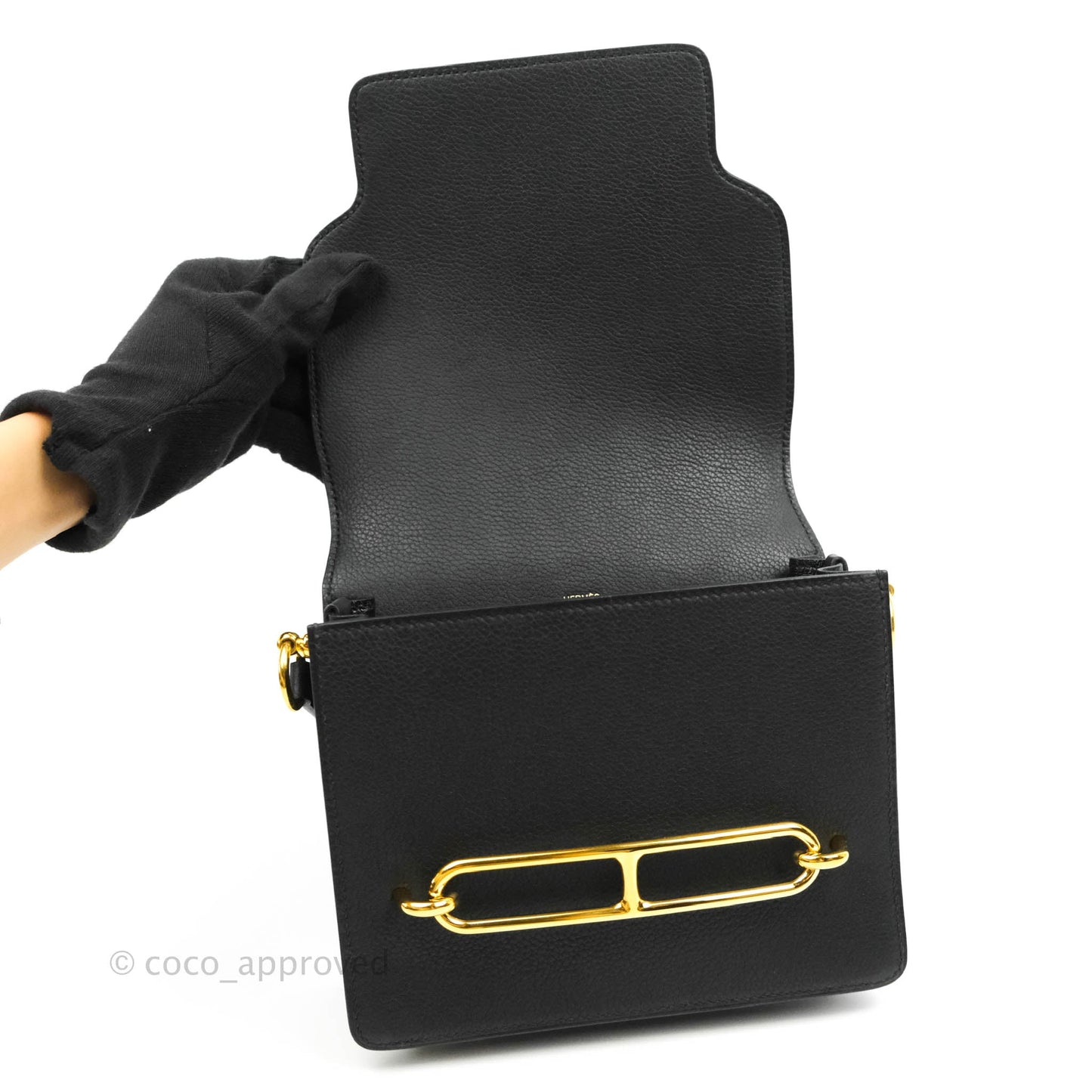 Hermès Roulis Mini 18 Black Clemence Gold Hardware
