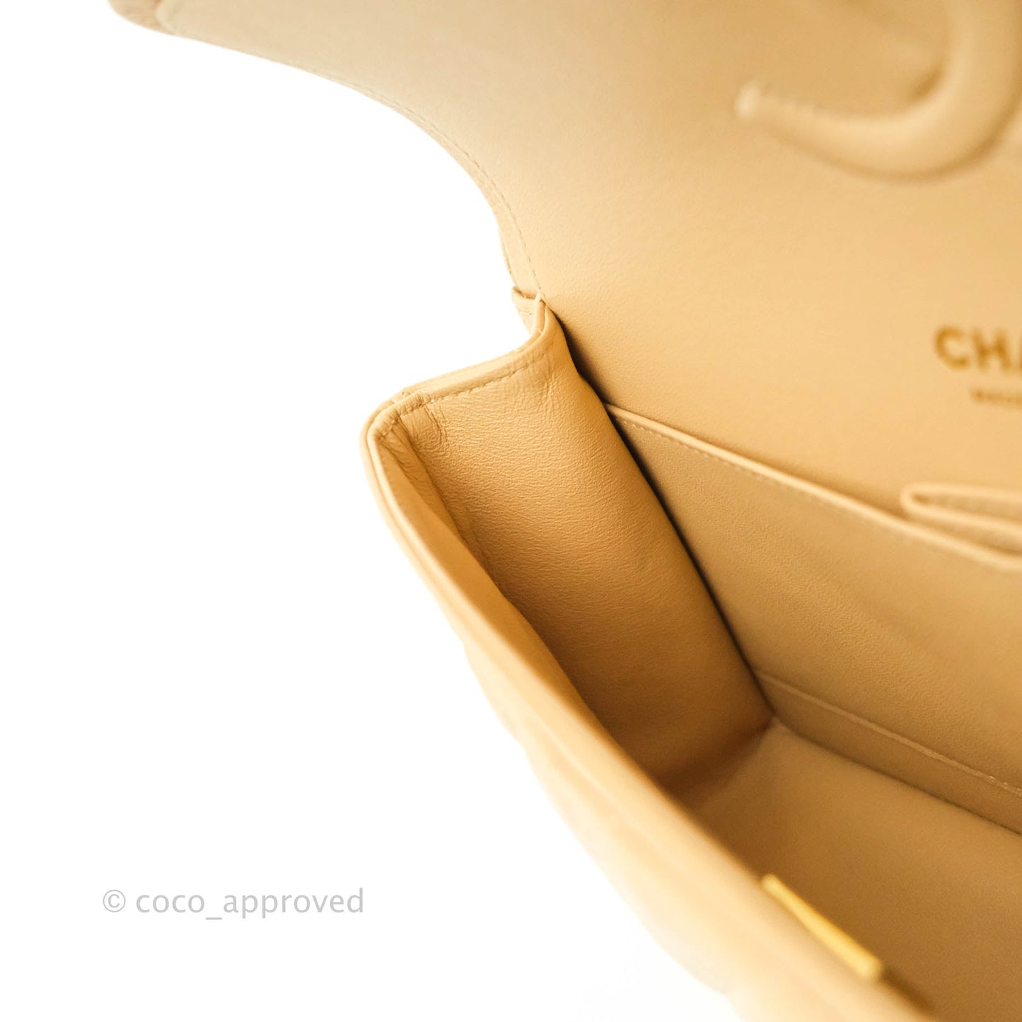 Chanel Classic M/L Medium Double Flap Beige Caviar Gold Hardware