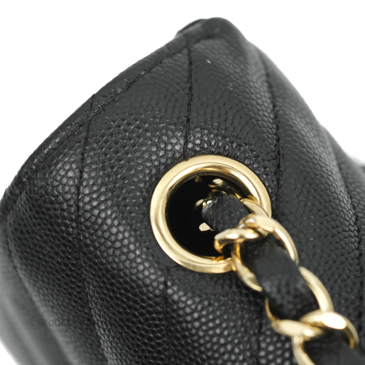 Chanel Chevron Mini Rectangular Flap Black Caviar Gold Hardware 18B