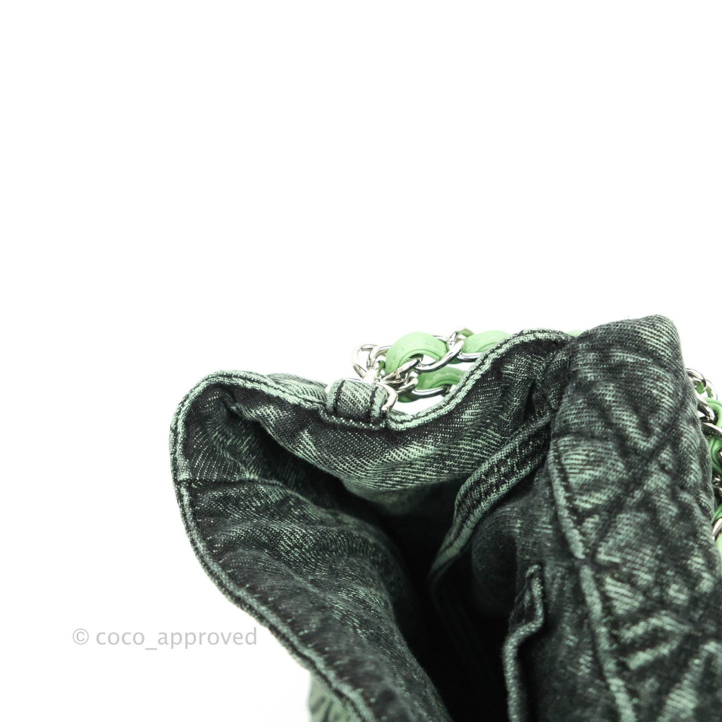 Chanel Small XXL Denimpression Flap Bag Aged Green Denim Silver Hardware