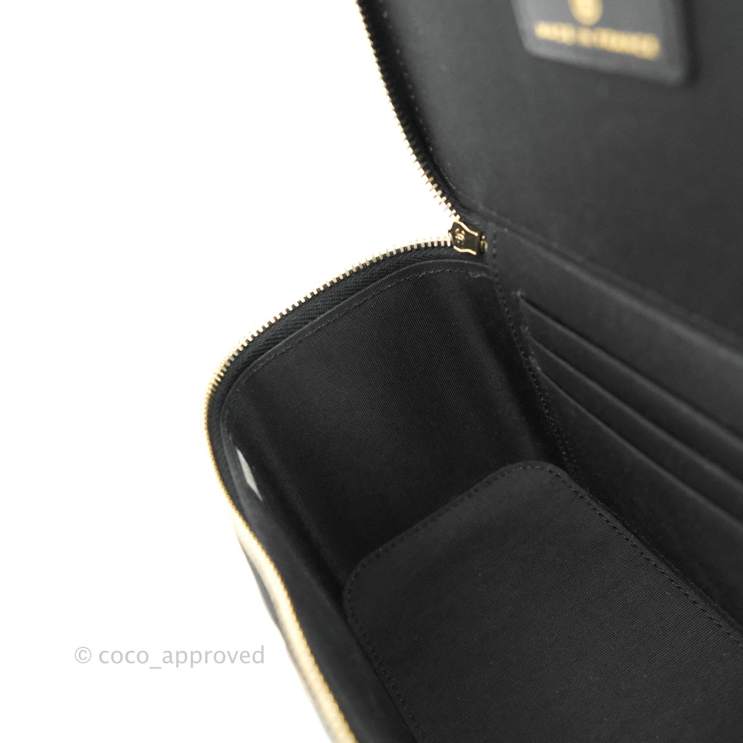 Chanel Classic Vanity Rectangular Top Handle With Chain Black Lambskin Aged Gold Hardware