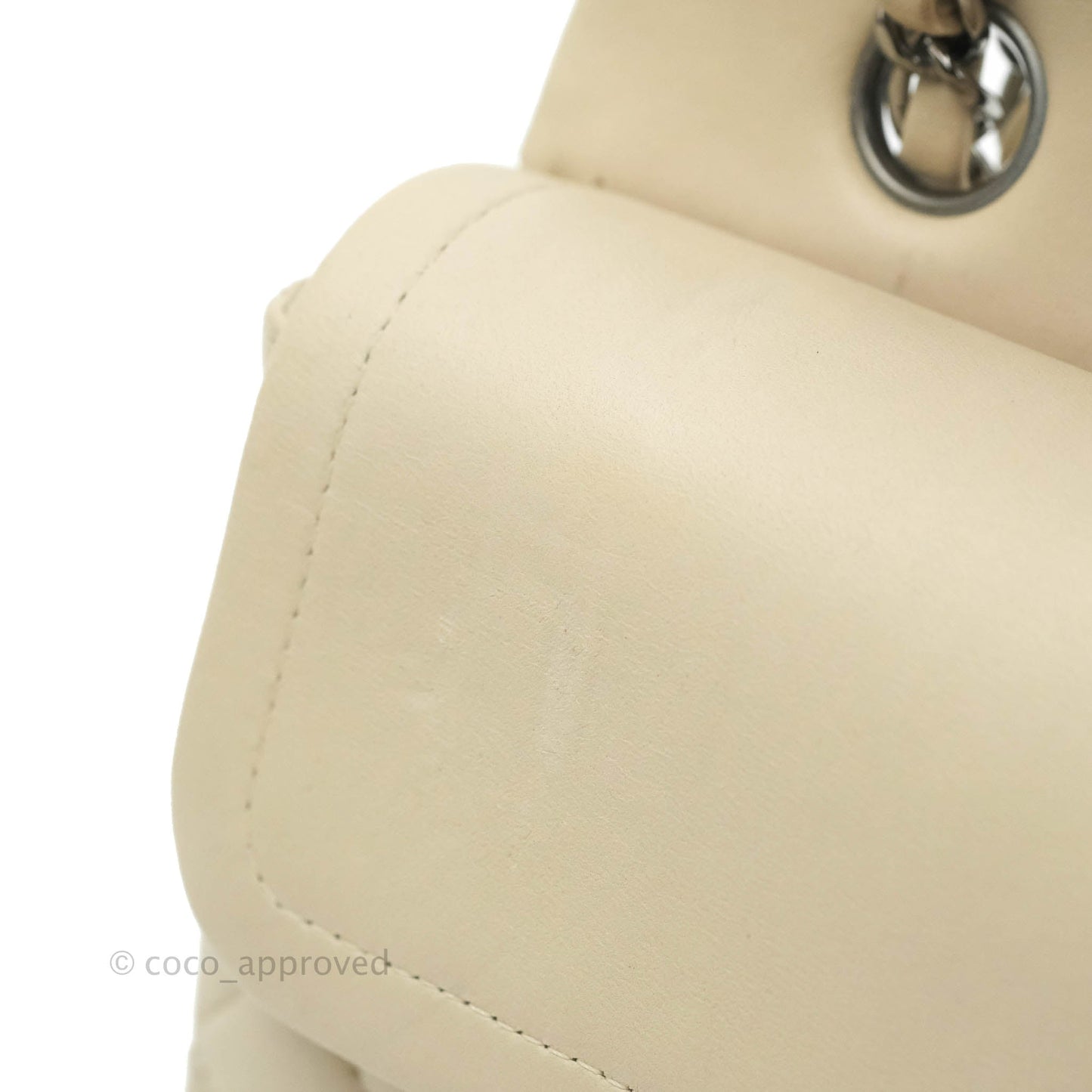 Chanel Classic M/L Medium Double Flap Light Beige Lambskin Gun Metal