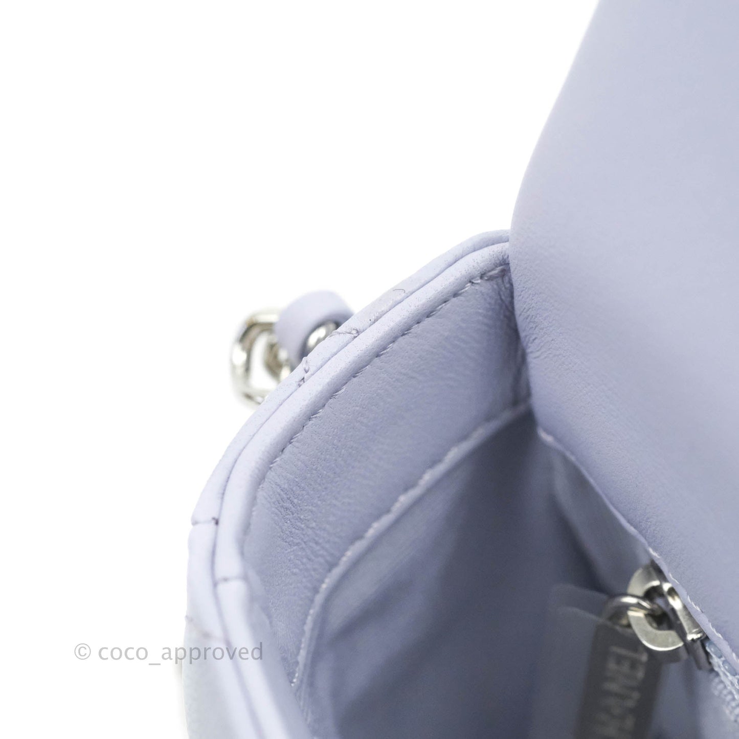 Chanel Quilted My Perfect Mini With Pearl Lilac Lambskin Silver Hardware