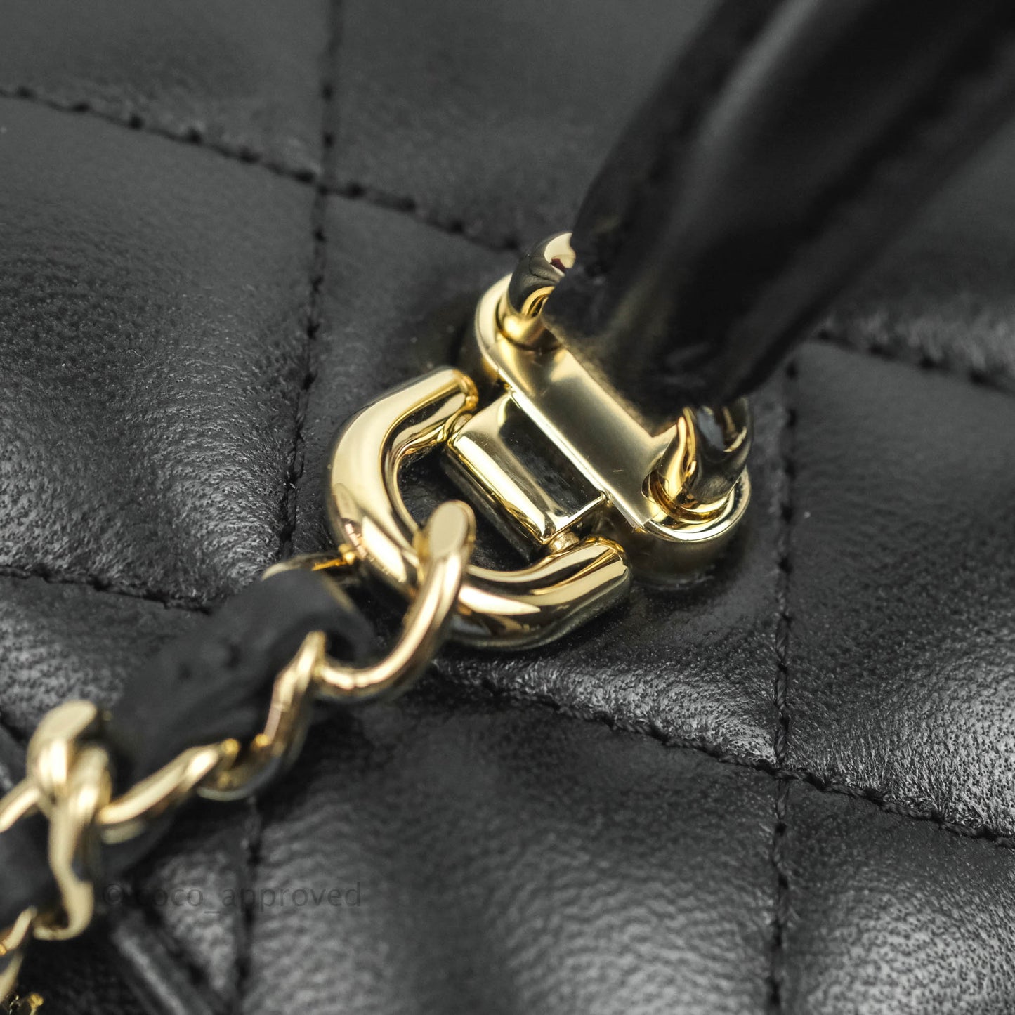 Chanel Classic Vanity Rectangular Top Handle With Chain Black Lambskin Gold Hardware