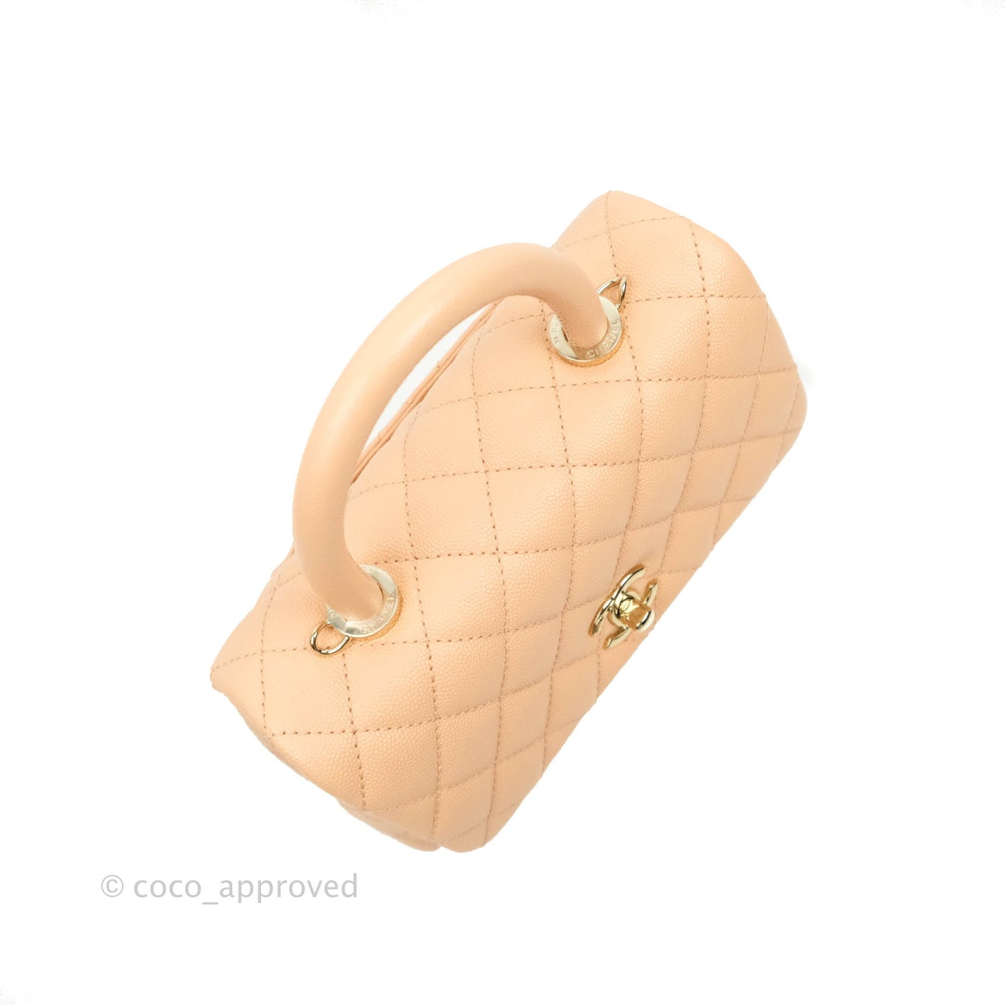 Chanel Mini Coco Handle Light Beige Pink Caviar Gold Hardware