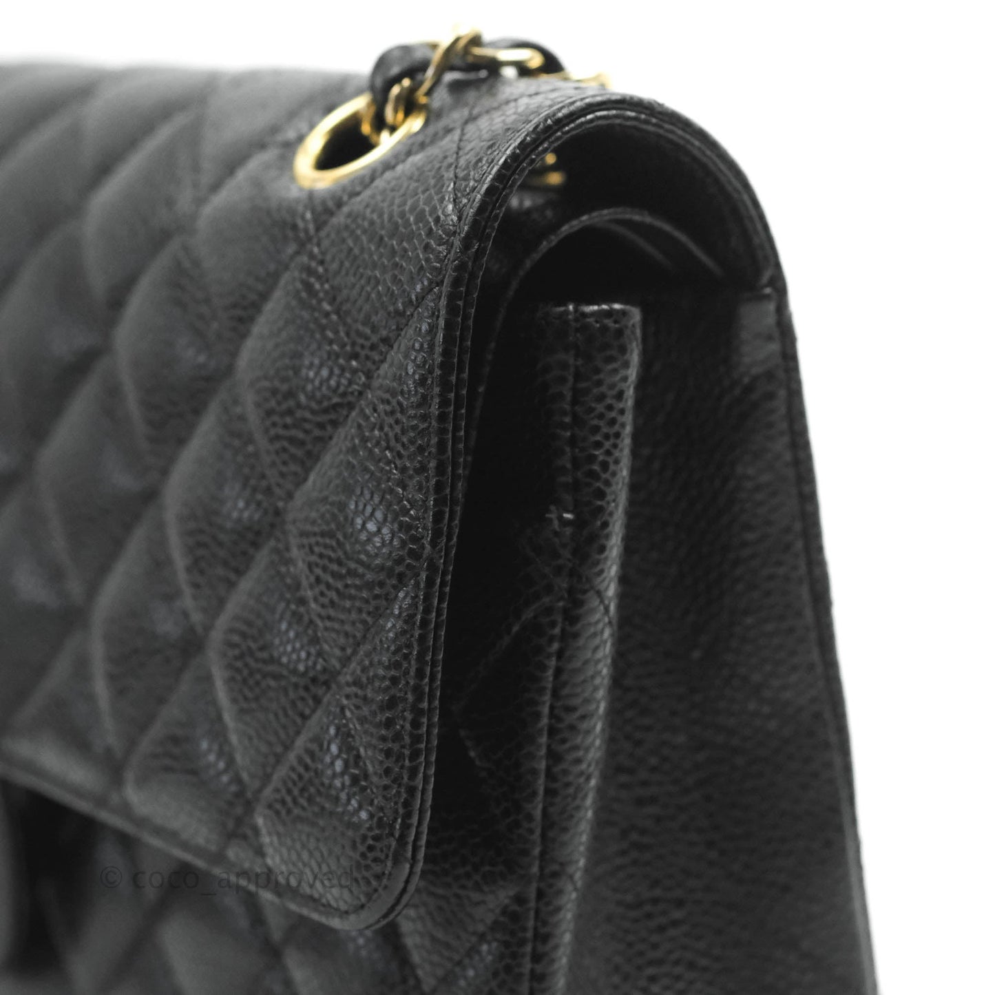 Chanel Classic M/L Medium Double Flap Black Caviar 24K Gold Hardware