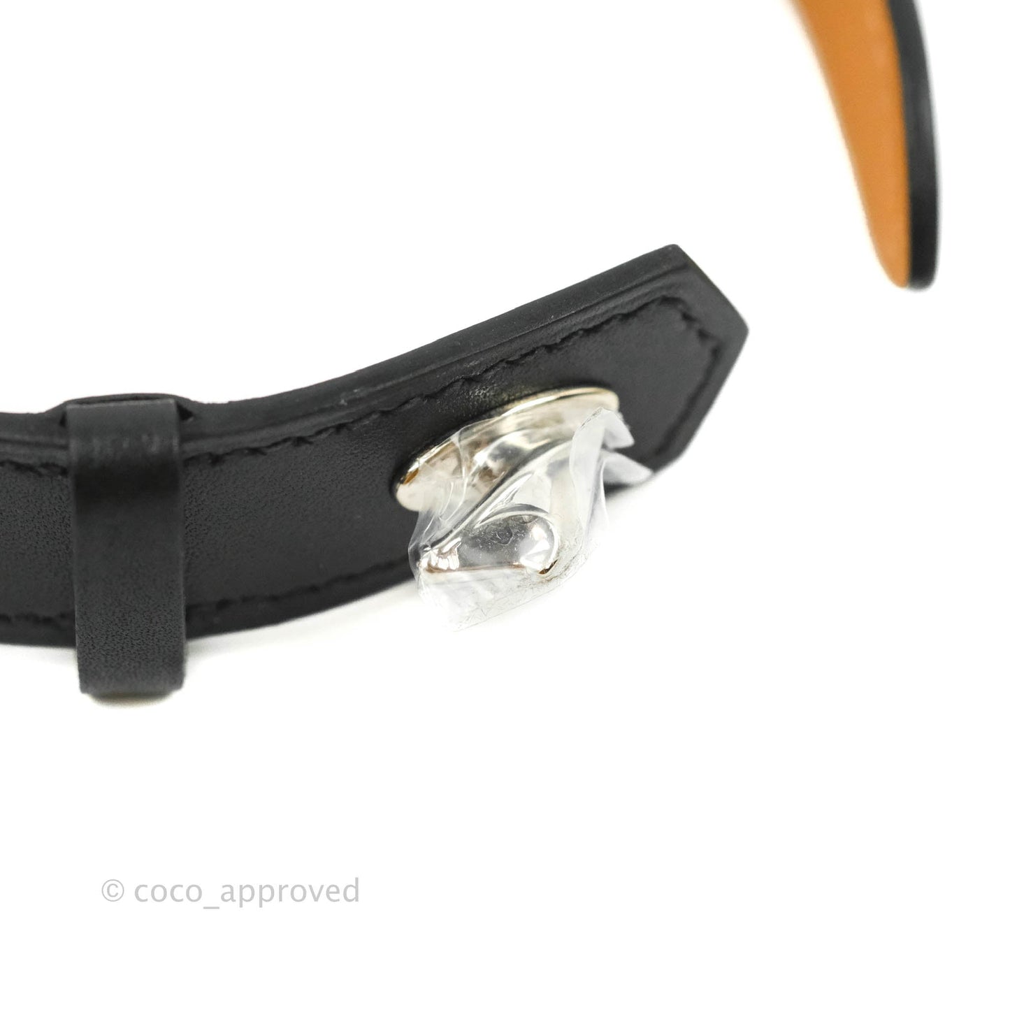 Hermès Panache Bracelet Black Tadelakt Calfskin Palladium Hardware Size T4