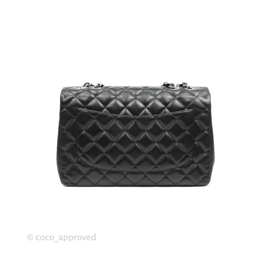Chanel Jumbo Single Flap Black Lambskin Silver Hardware⁣⁣
