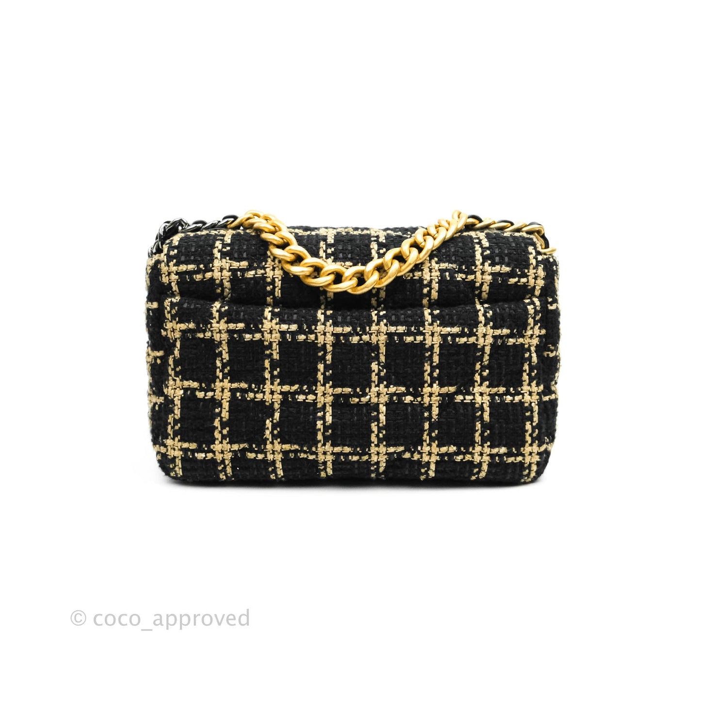 Chanel 19 Small Tweed Black Beige Mixed Hardware