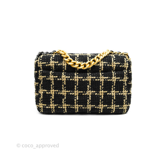 Chanel 19 Small Tweed Black Beige Mixed Hardware