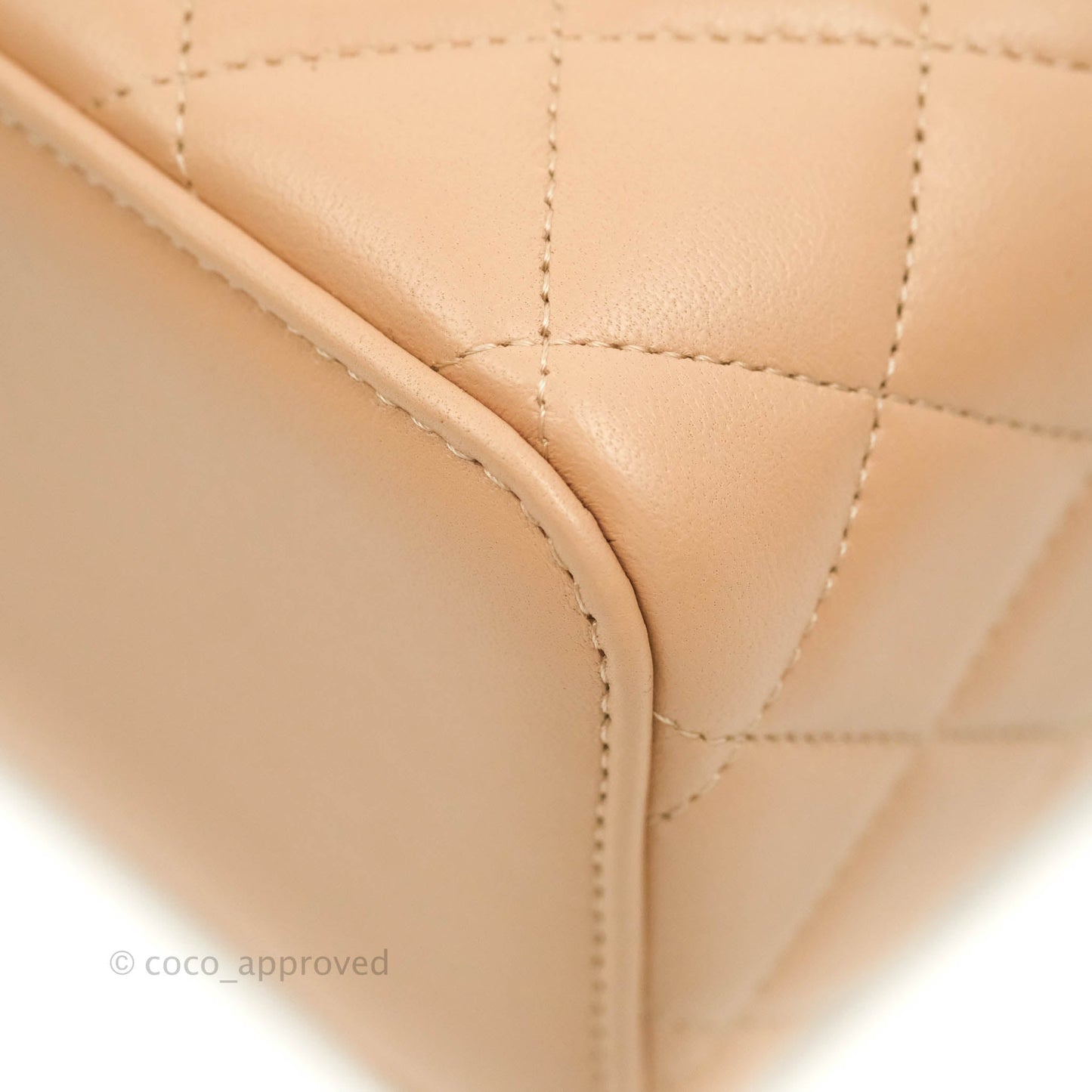 Chanel Classic Vanity Rectangular Top Handle With Chain Beige Lambskin Aged Gold Hardware