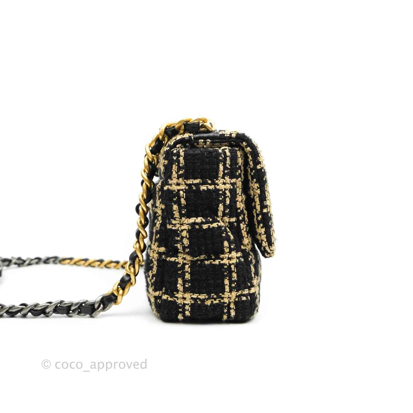 Chanel 19 Small Tweed Black Beige Mixed Hardware