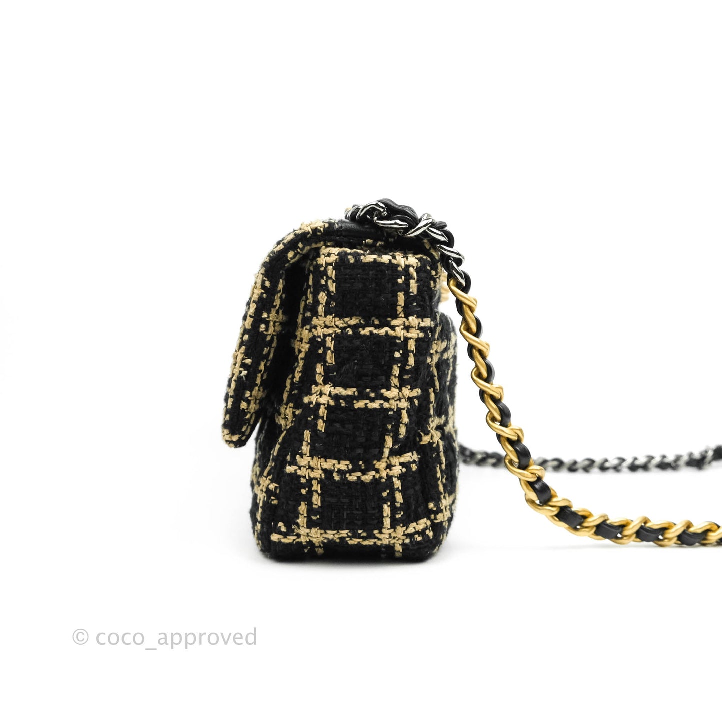Chanel 19 Small Tweed Black Beige Mixed Hardware