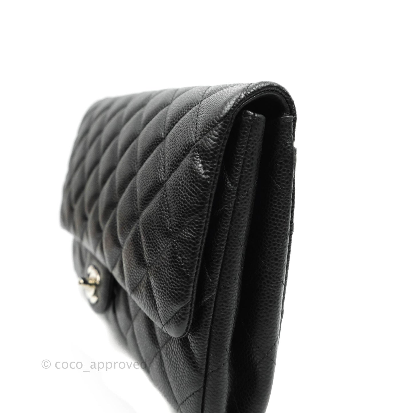 Chanel Quilted Clutch with Chain Caviar Black Silver Hardware