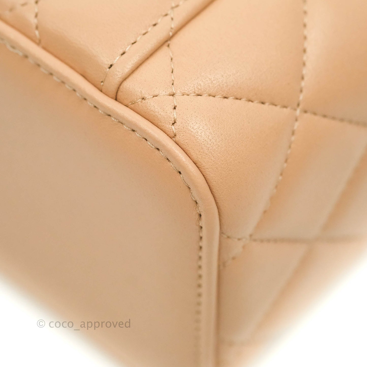 Chanel Classic Vanity Rectangular Top Handle With Chain Beige Lambskin Aged Gold Hardware