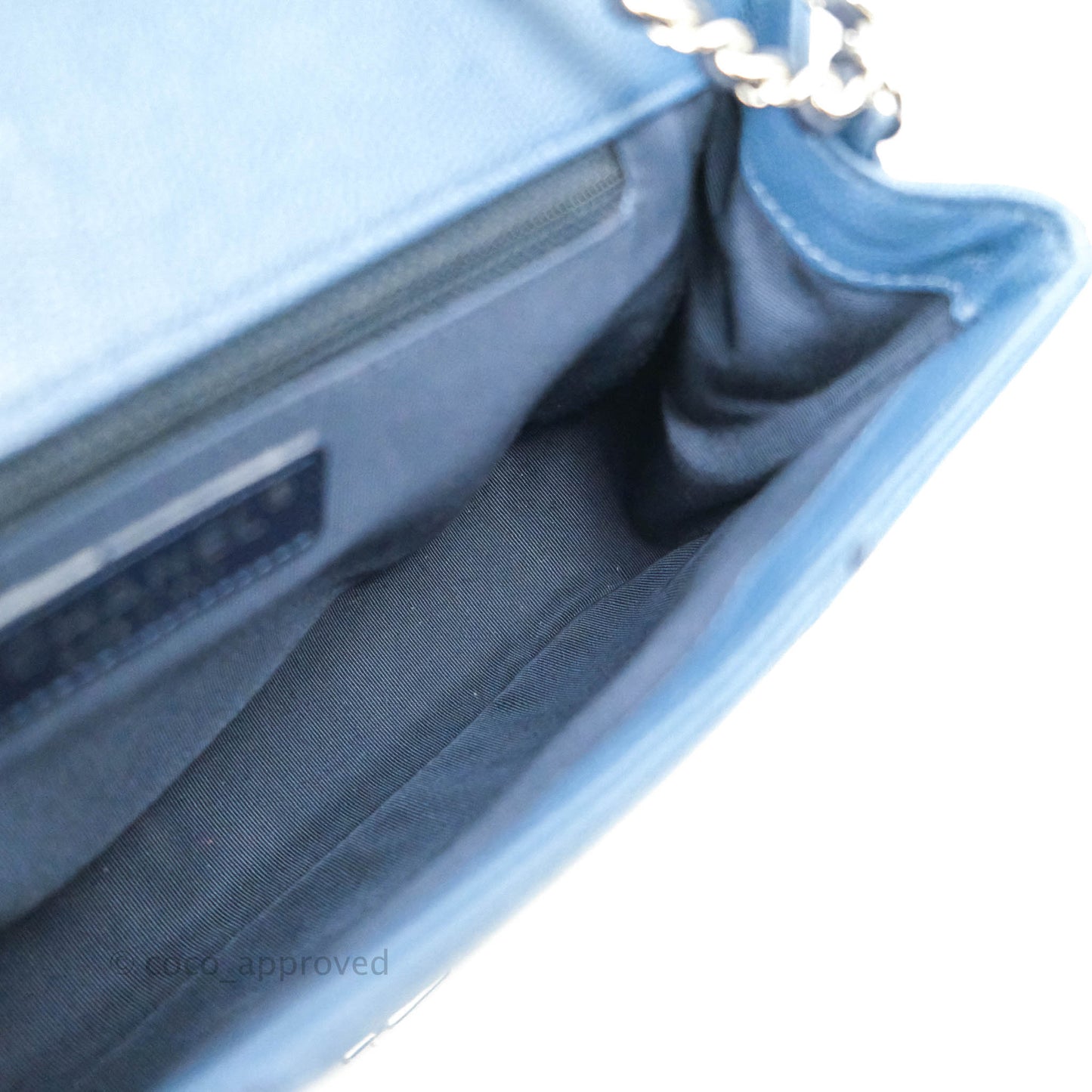 Chanel CC Chevron Flap Bag Navy Caviar Silver Hardware