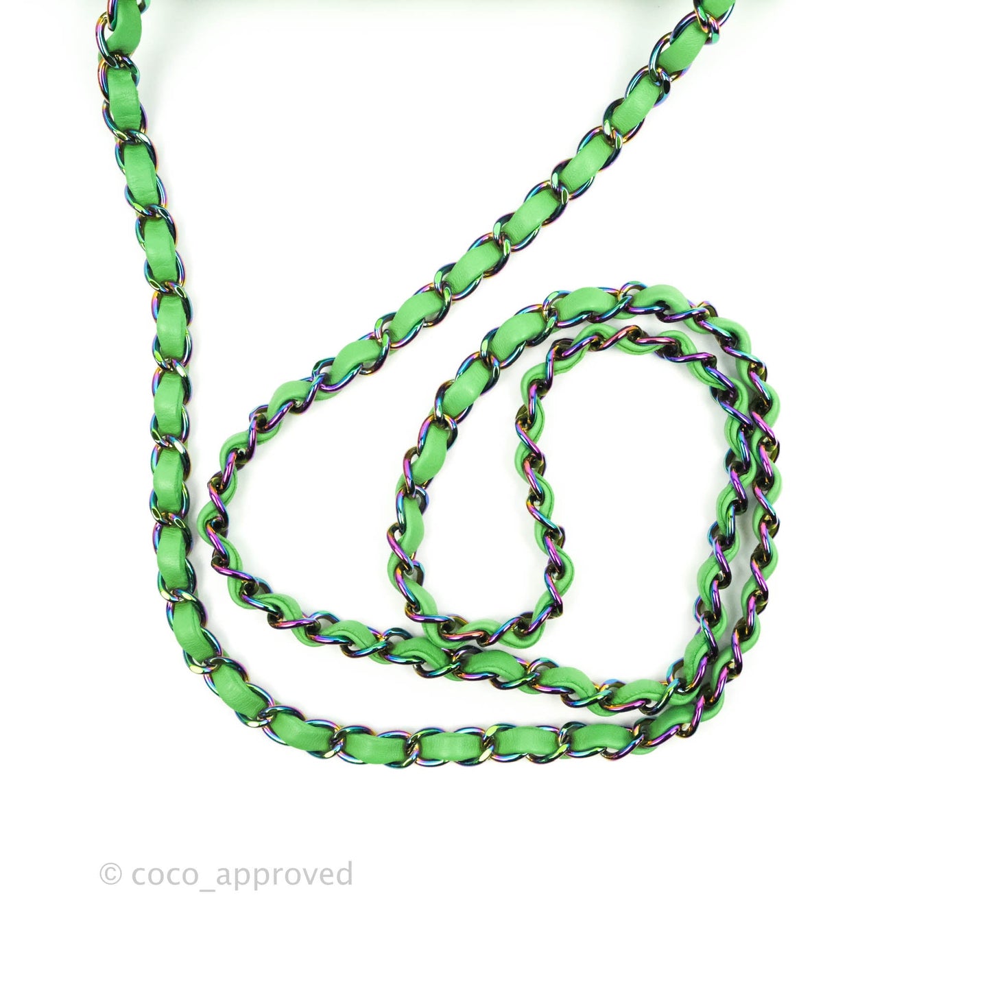 Chanel Mini Rectangular Green Lambskin Rainbow Hardware