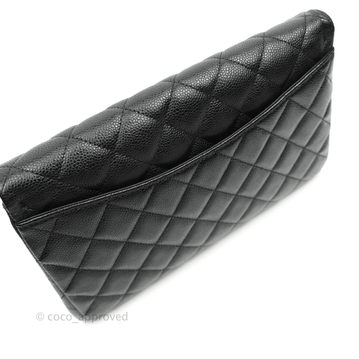 Chanel Quilted Clutch with Chain Caviar Black Silver Hardware
