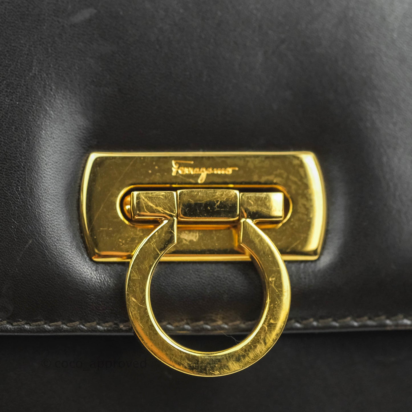 Salvatore Ferragamo Vintage Gancini Mini Crossbody bag Black Calfskin Gold Hardware