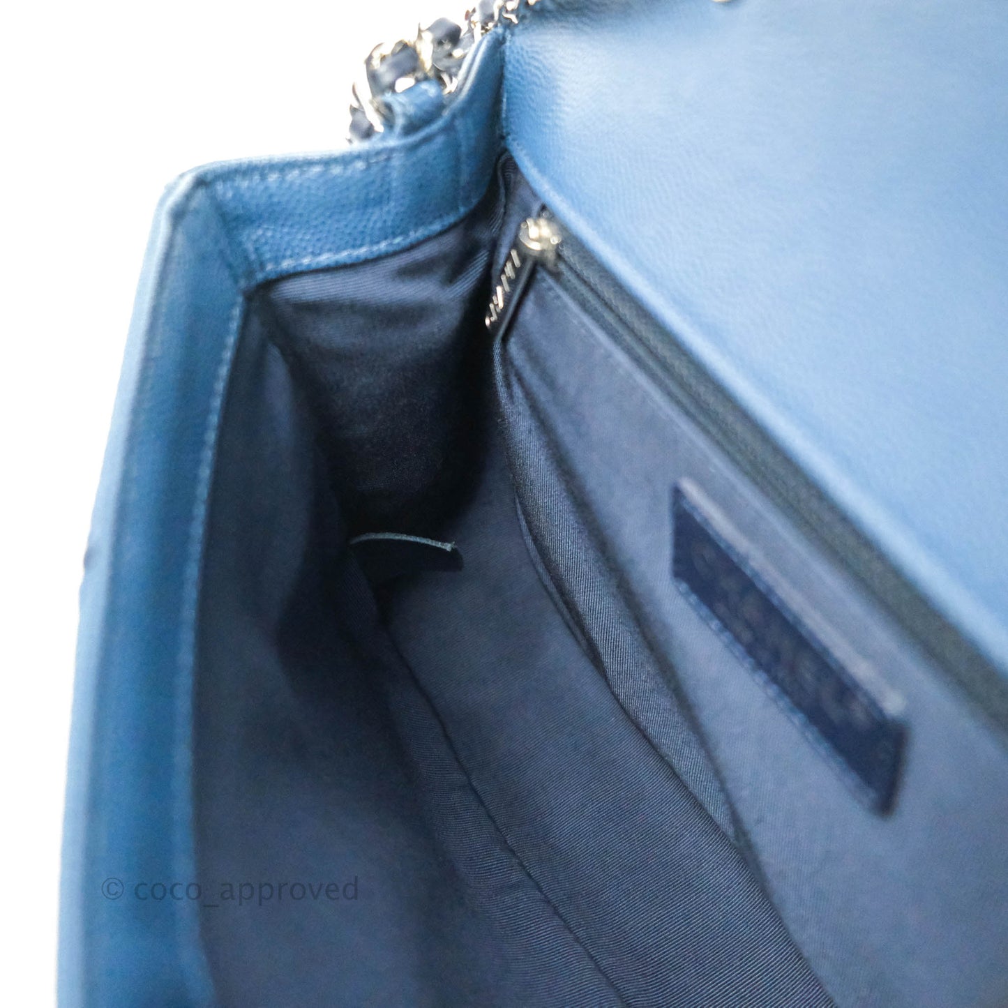 Chanel CC Chevron Flap Bag Navy Caviar Silver Hardware