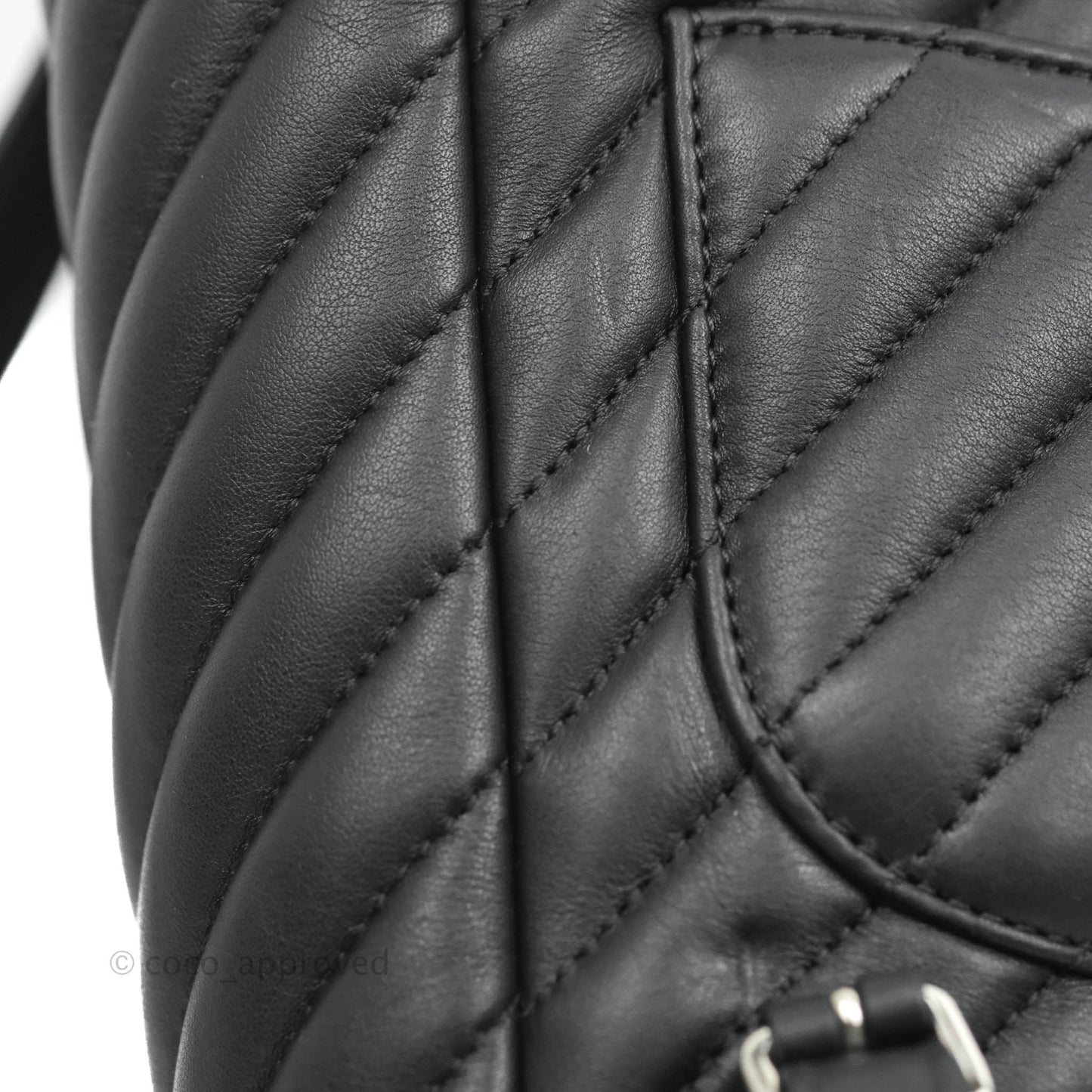 Chanel Small Chevron Urban Spirit Backpack Black Calfskin Silver Hardware