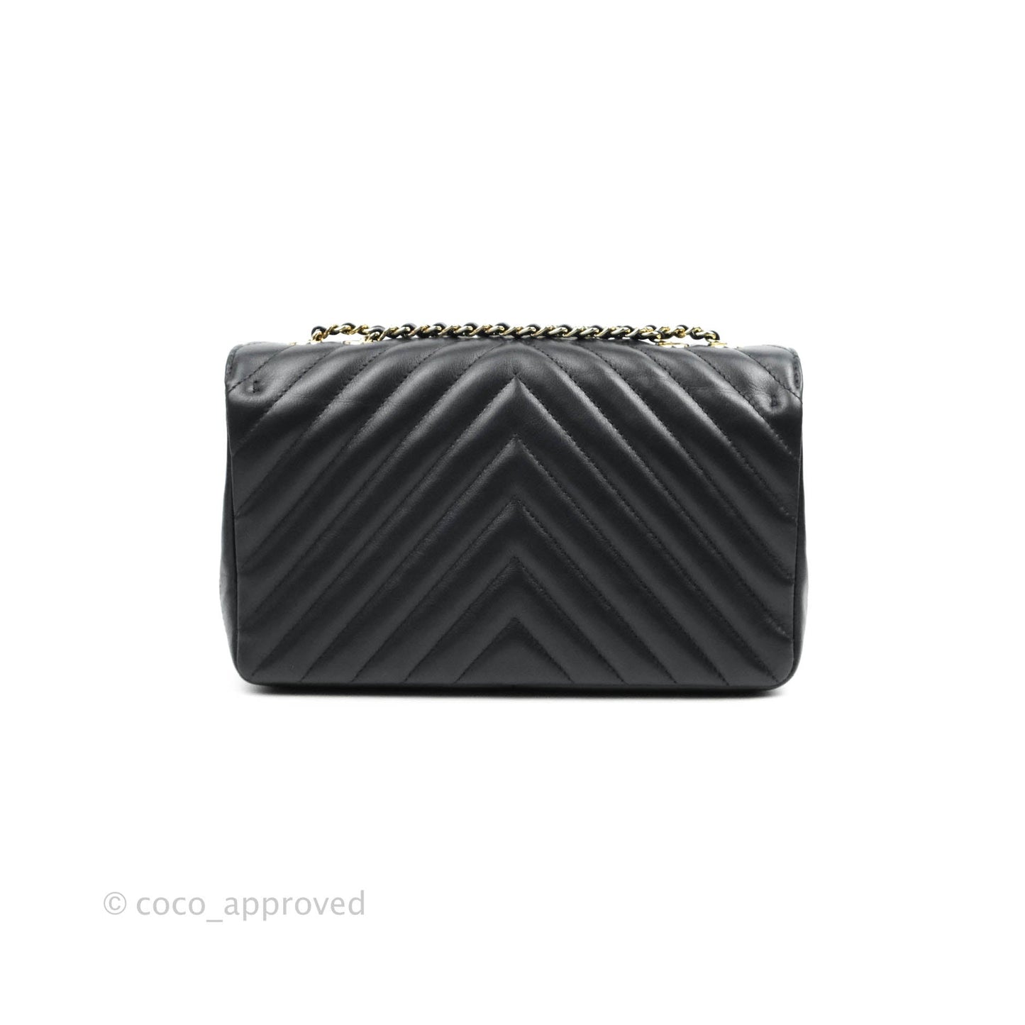 Chanel Medium Statement Chevron Flap Bag Navy Calfskin Gold Hardware