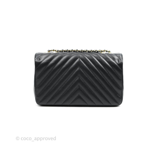 Chanel Medium Statement Chevron Flap Bag Navy Calfskin Gold Hardware