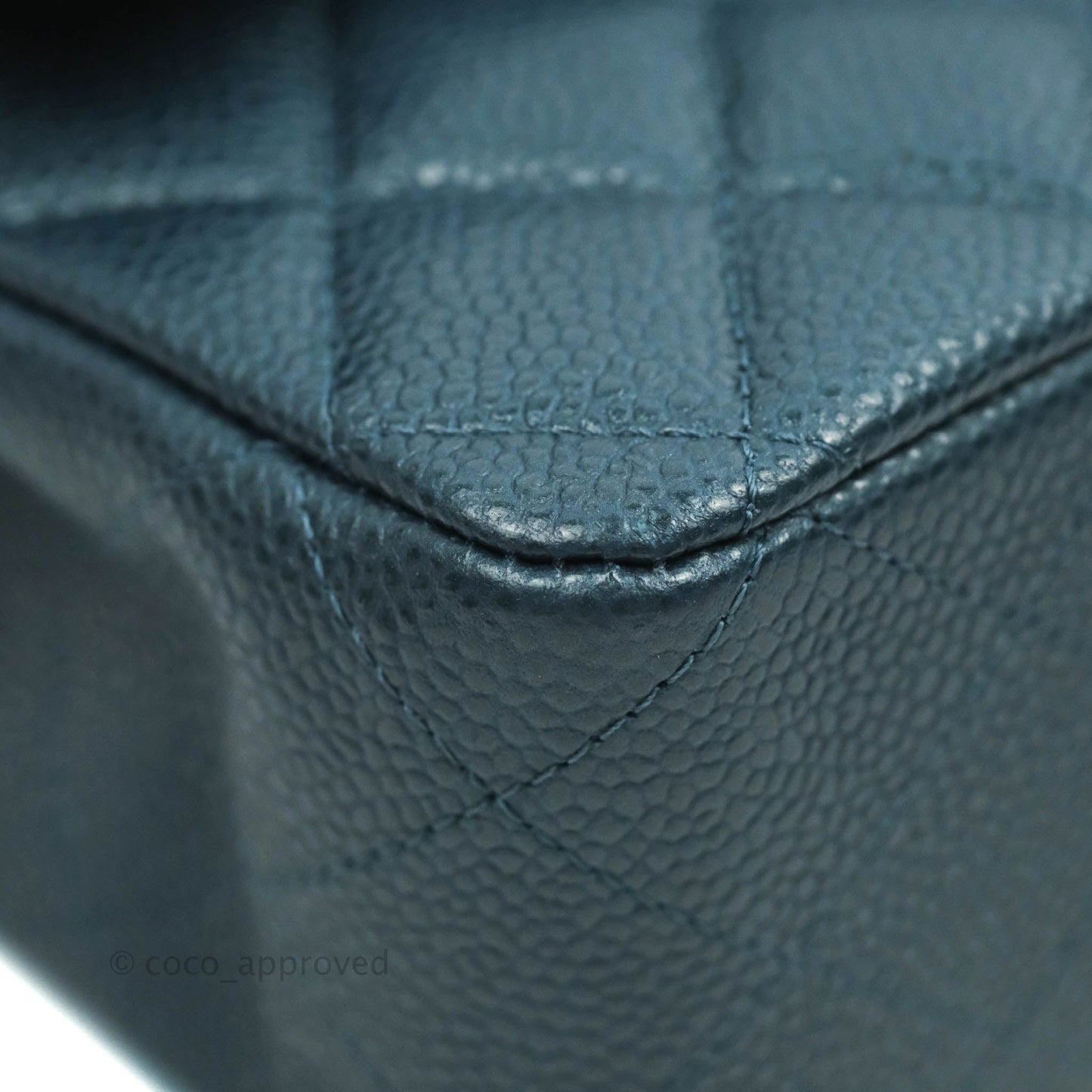 Chanel Classic M/L Medium Double Flap Pearly Blue Caviar Silver Hardware