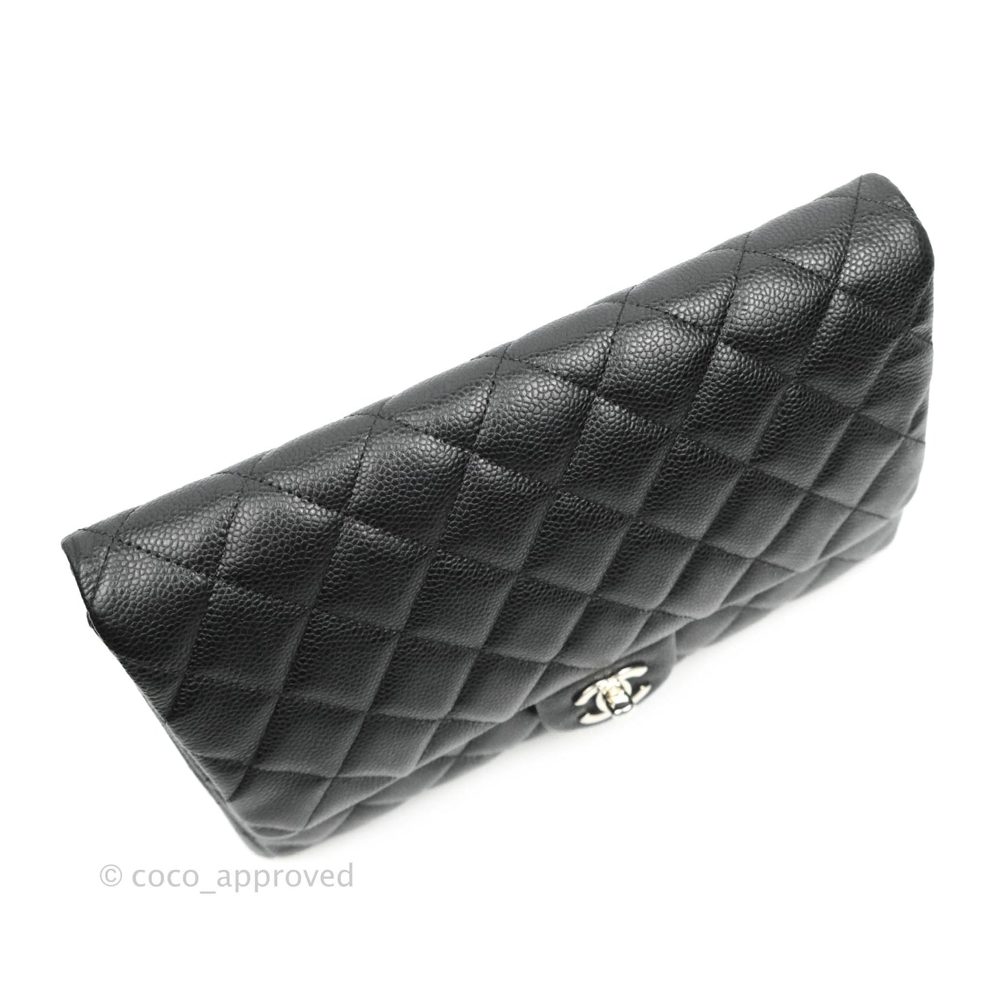 Chanel Quilted Clutch with Chain Caviar Black Silver Hardware