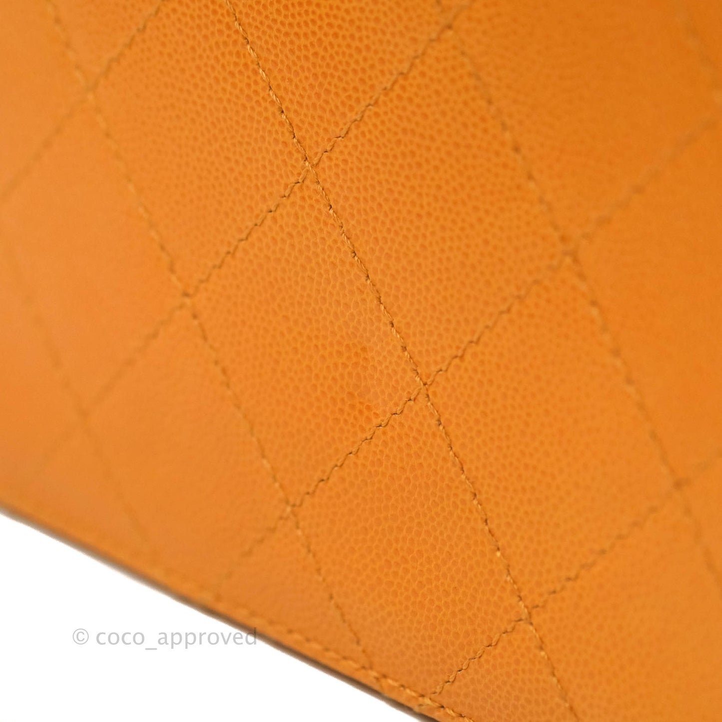 Chanel Vintage Quilted Top Handle Flap Bag Saffron Yellow Caviar Silver Hardware