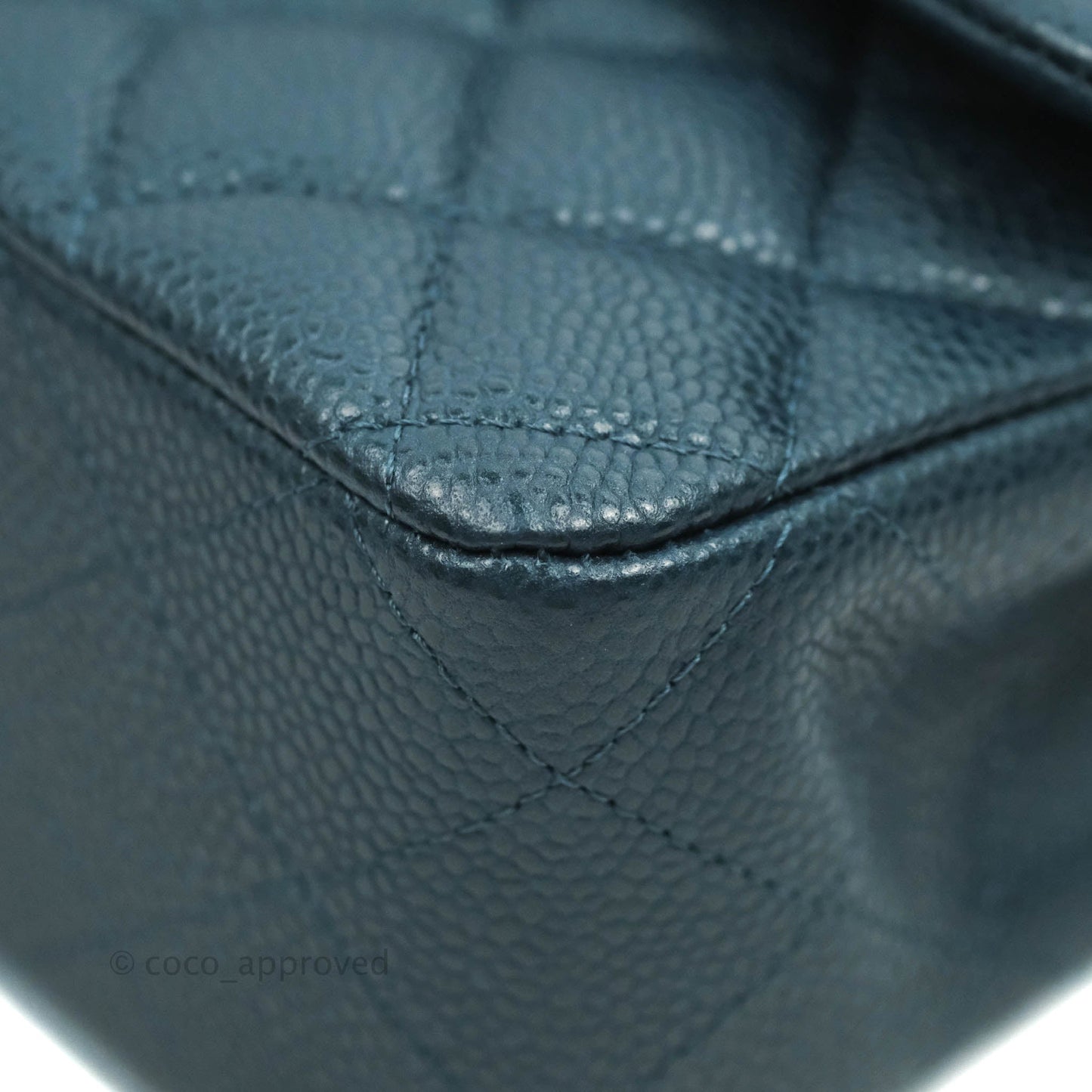 Chanel Classic M/L Medium Double Flap Pearly Blue Caviar Silver Hardware