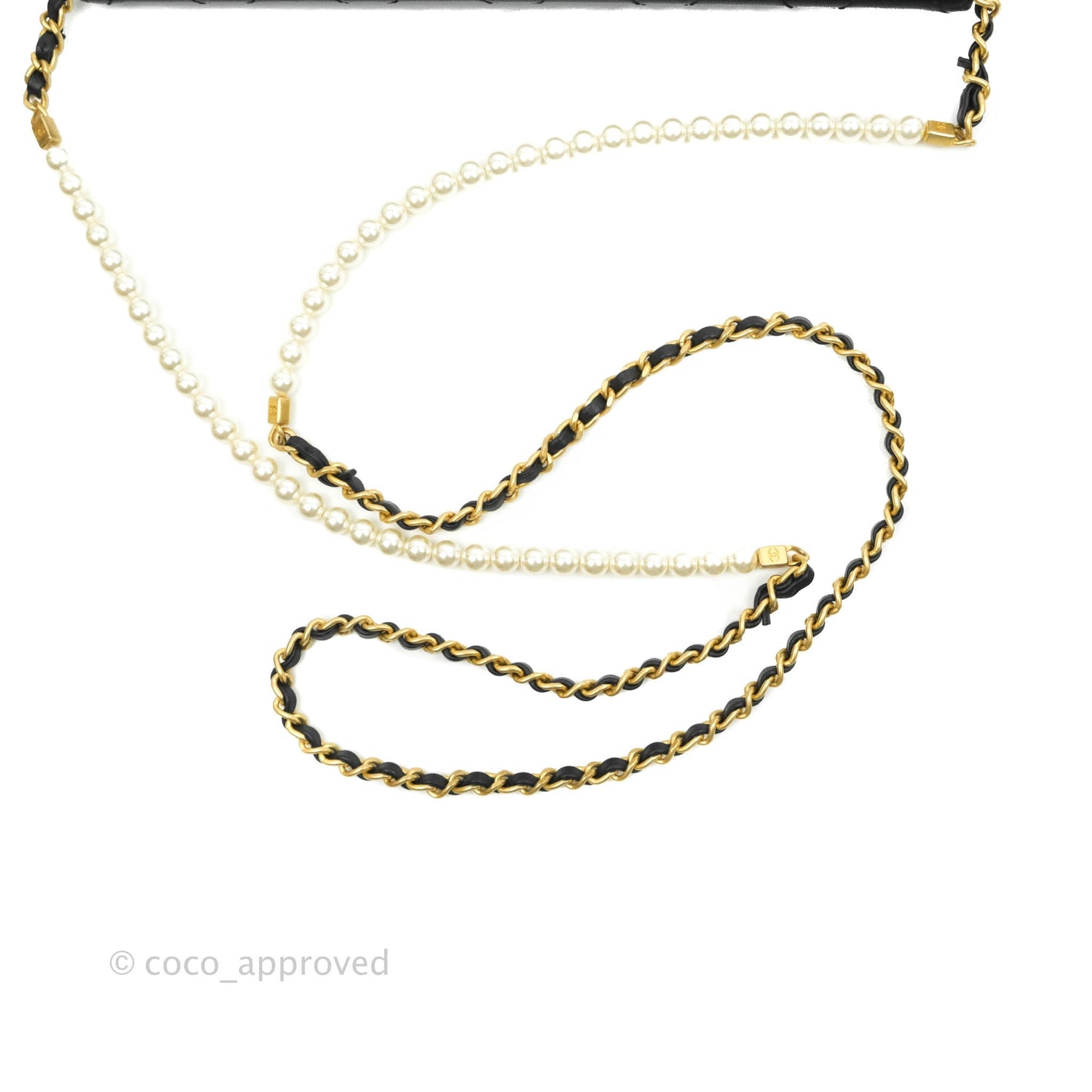 Chanel Large Quilted Pearl Chain Flap Bag Black Lambskin Aged Gold Hardware 19S