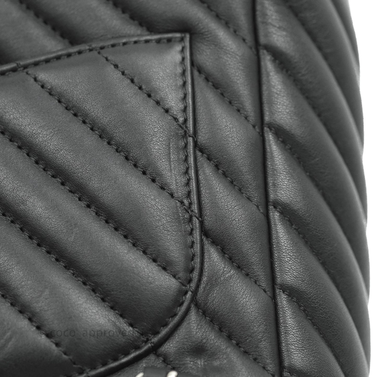 Chanel Small Chevron Urban Spirit Backpack Black Calfskin Silver Hardware