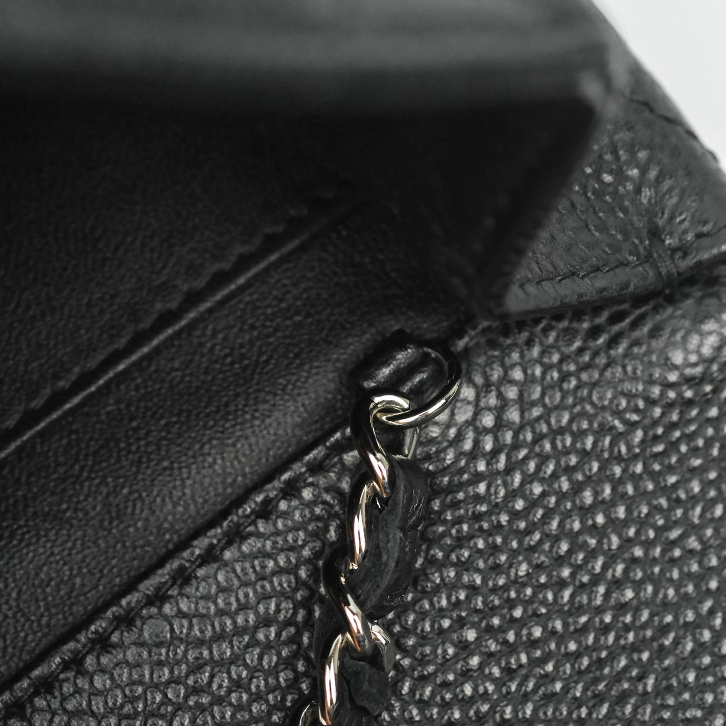 Chanel Quilted Clutch with Chain Caviar Black Silver Hardware