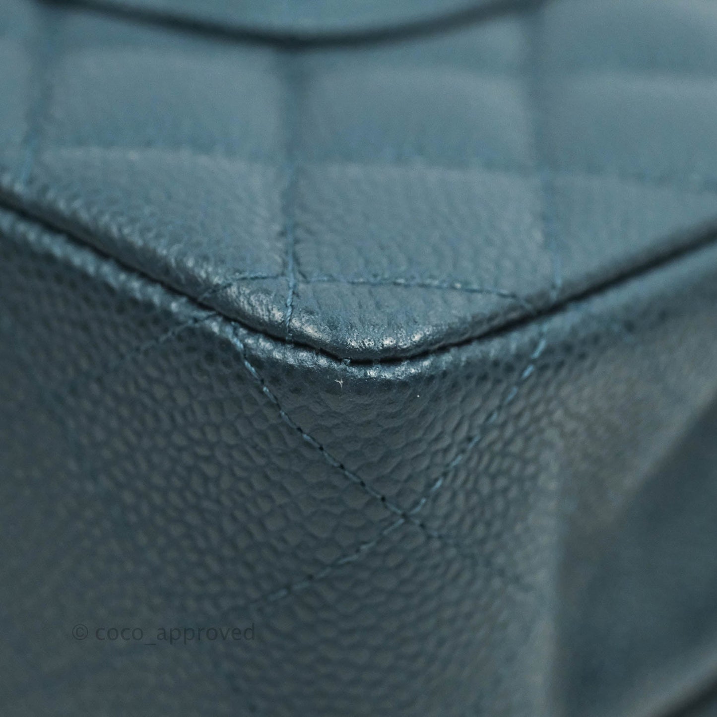 Chanel Classic M/L Medium Double Flap Pearly Blue Caviar Silver Hardware