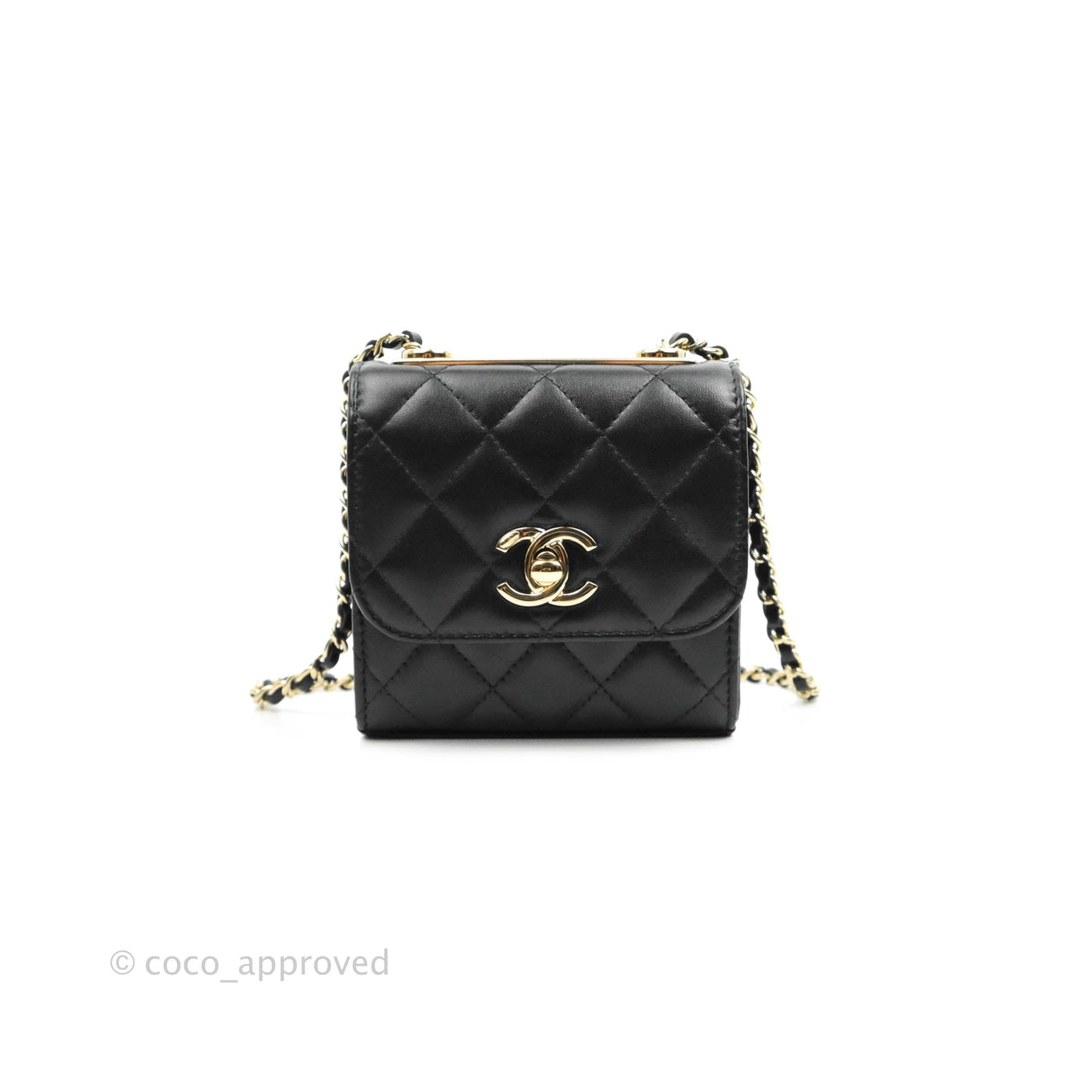 Chanel Mini Quilted Trendy CC Clutch With Chain Black Lambskin Gold Hardware