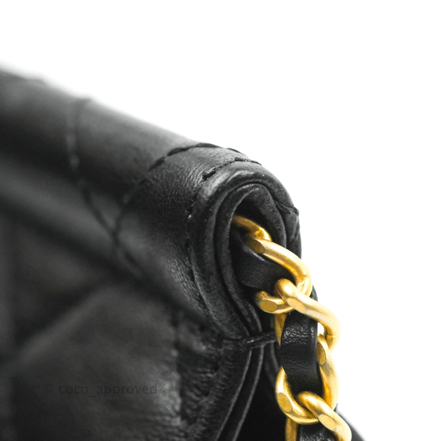 Chanel Large Quilted Pearl Chain Flap Bag Black Lambskin Aged Gold Hardware 19S