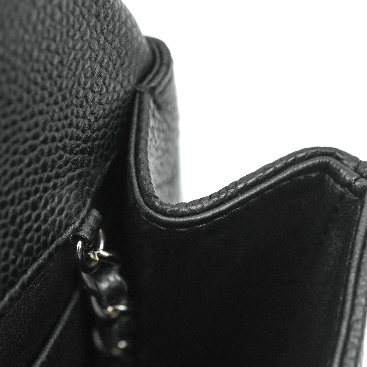 Chanel Quilted Clutch with Chain Caviar Black Silver Hardware